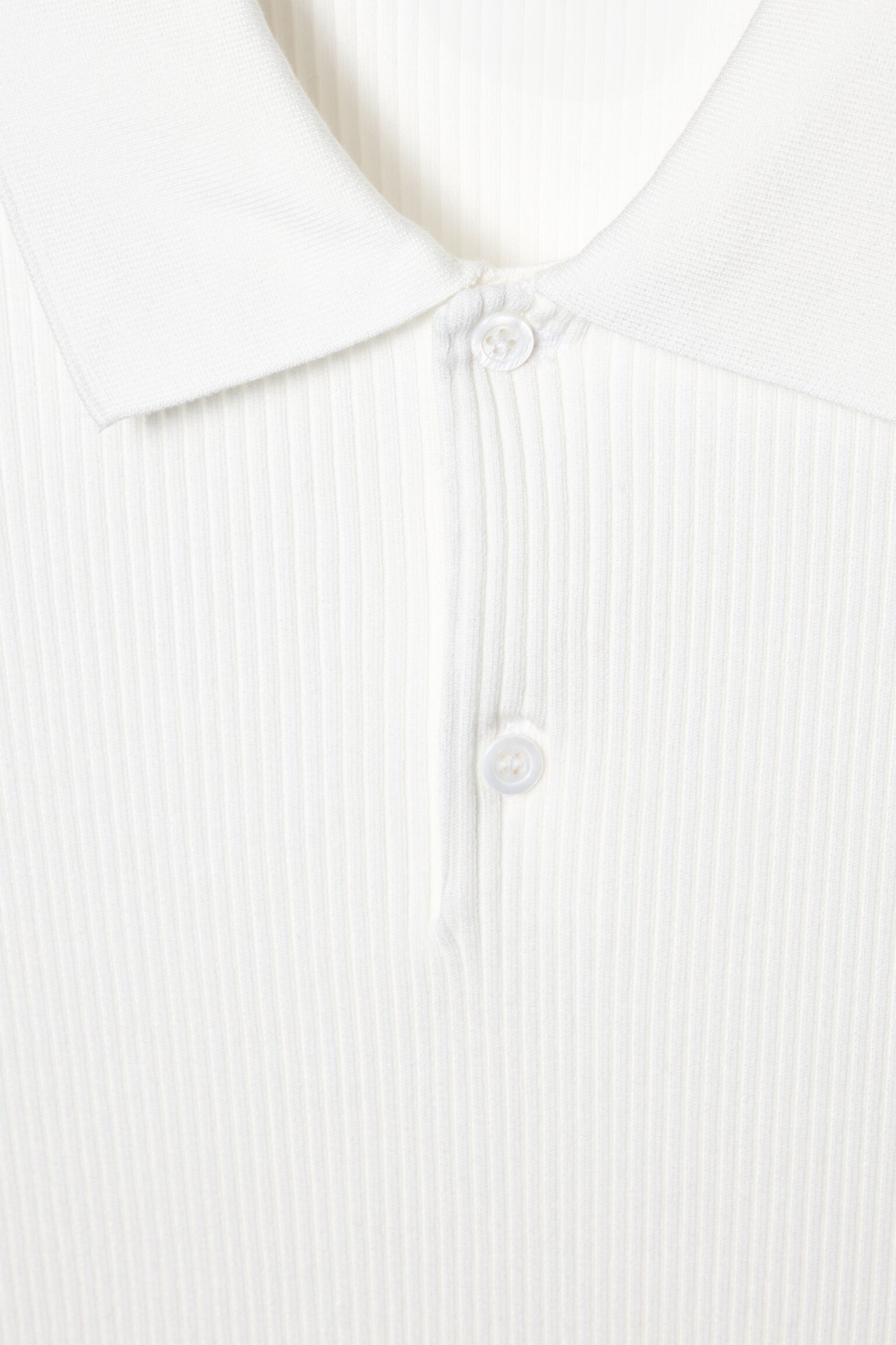 SLIM RIBBED-KNIT POLO SHIRT - OFF-WHITE/DARK GREEN - 2