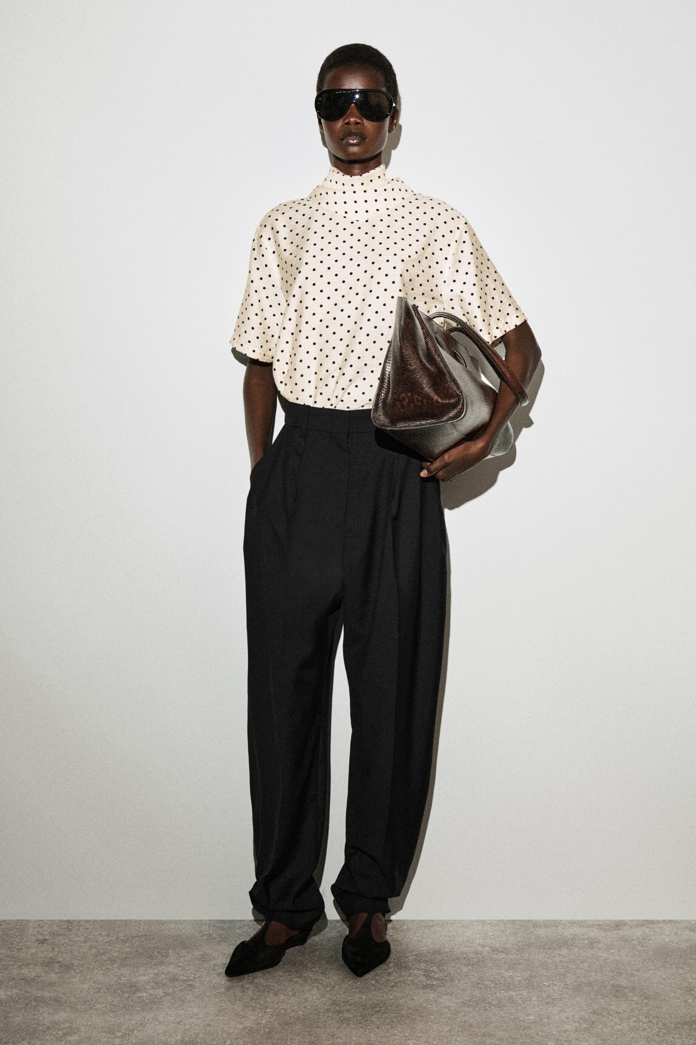 DRAPED SCARF-DETAIL TOP - IVORY / POLKA DOT | COS US