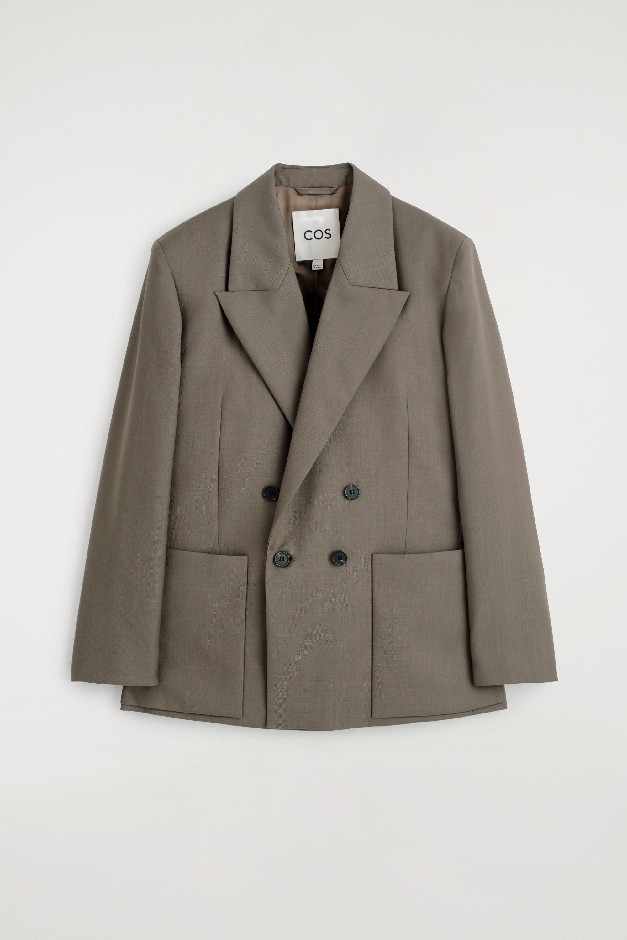 DOUBLE-BREASTED WOOL-TWILL BLAZER - TAUPE | COS US