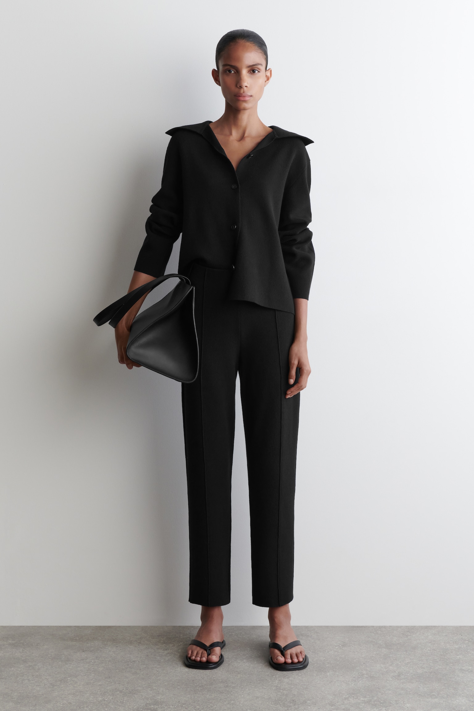PANTALON DROIT EN MAILLE - NOIR