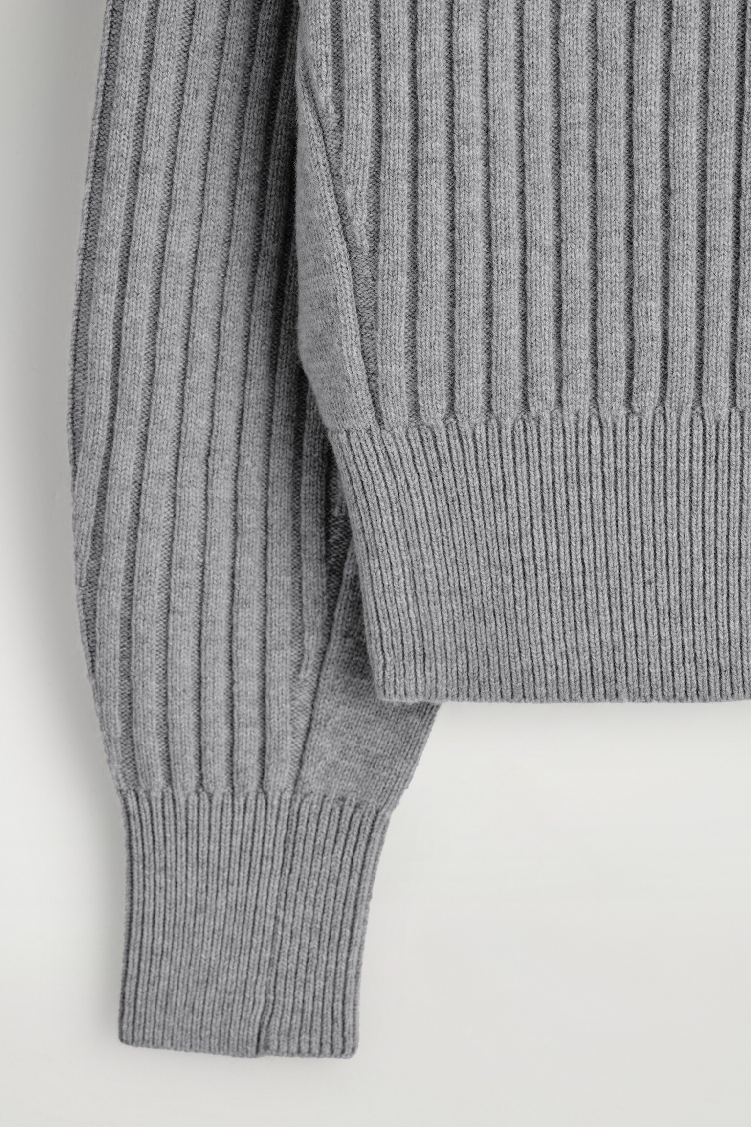 ז'קט מצמר מרינו עם ריב - אפור מעורבב - 7