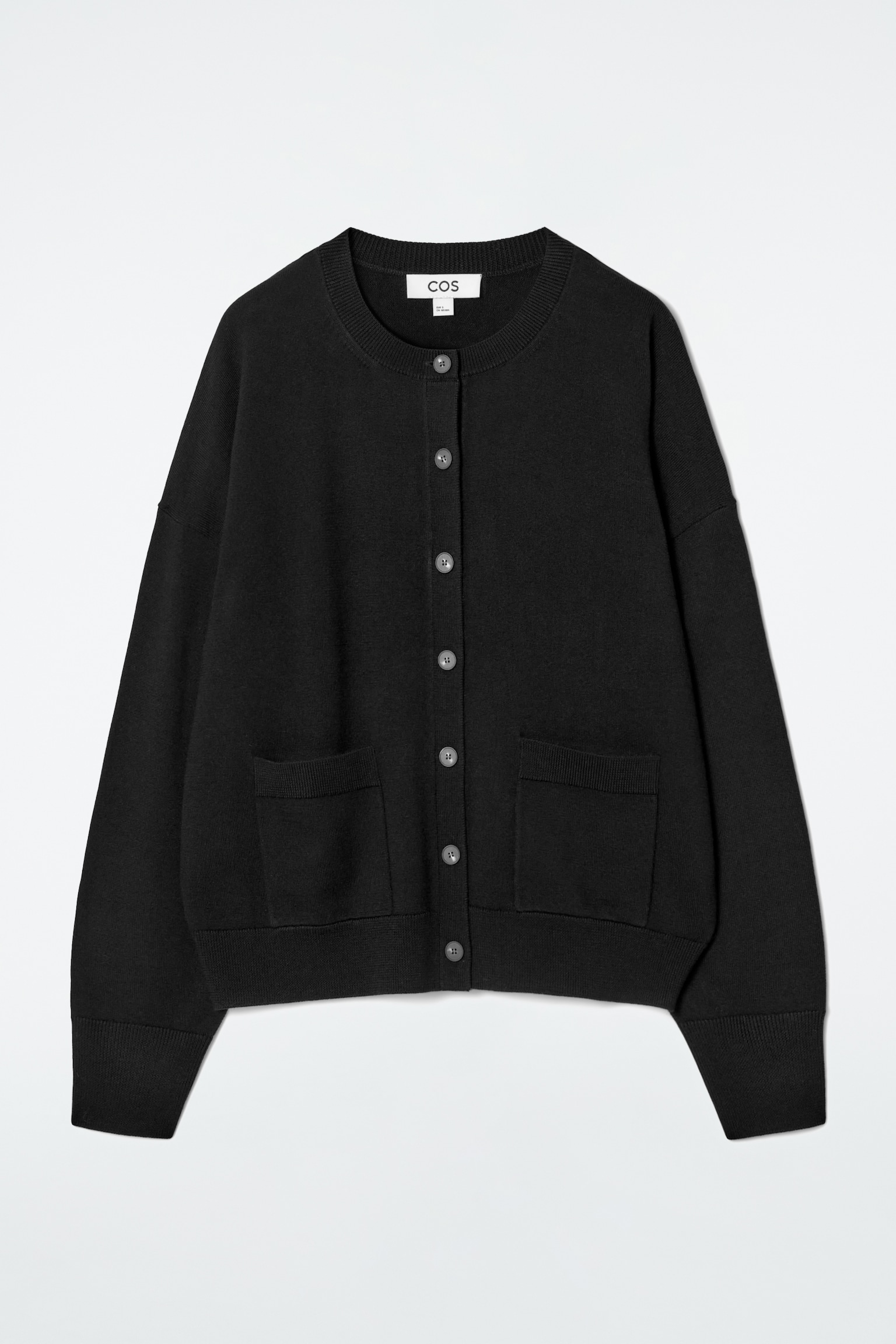 CÁRDIGAN DE LANA MERINO CON CUELLO REDONDO - NEGRO - 2