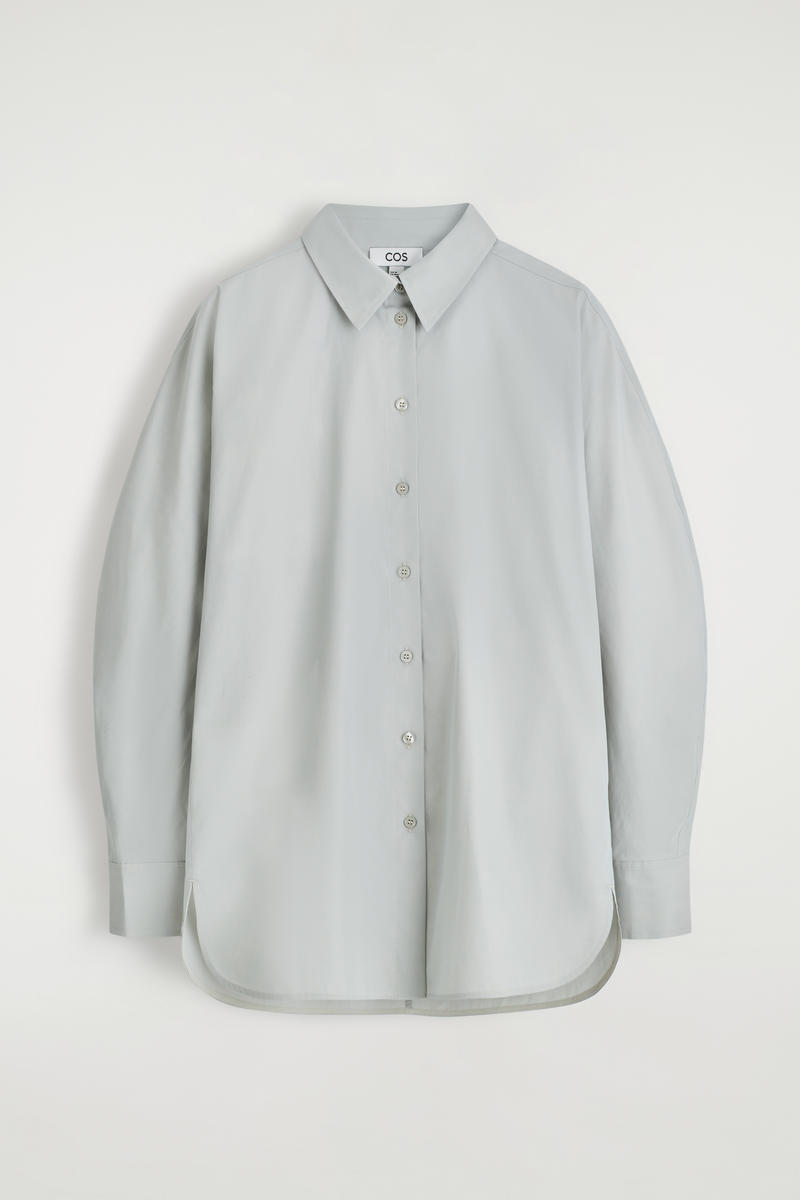 Cos Chemise Silhouette Arrondie En Coton Pima In Green