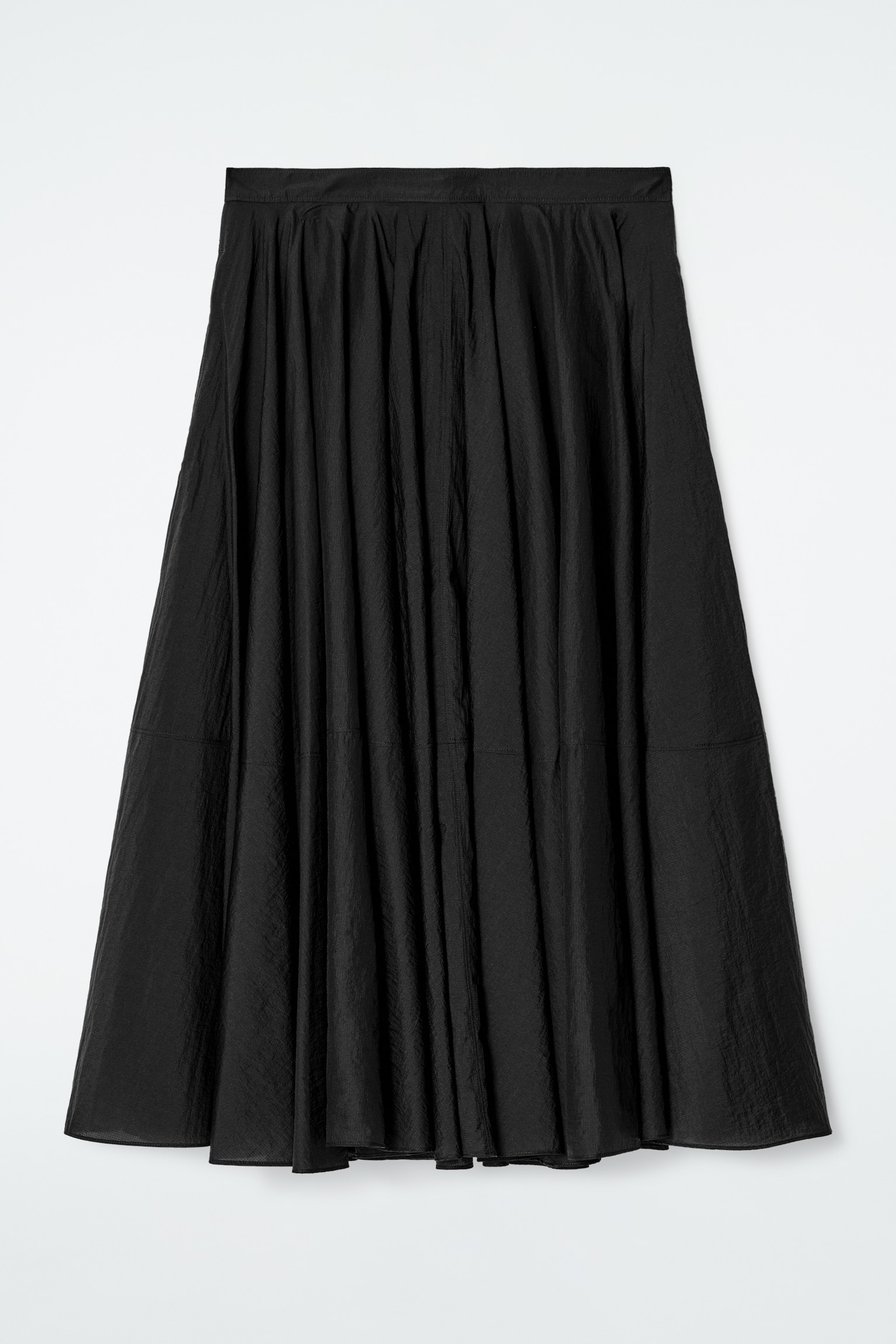 CIRCLE-CUT MIDI SKIRT - BLACK/RED