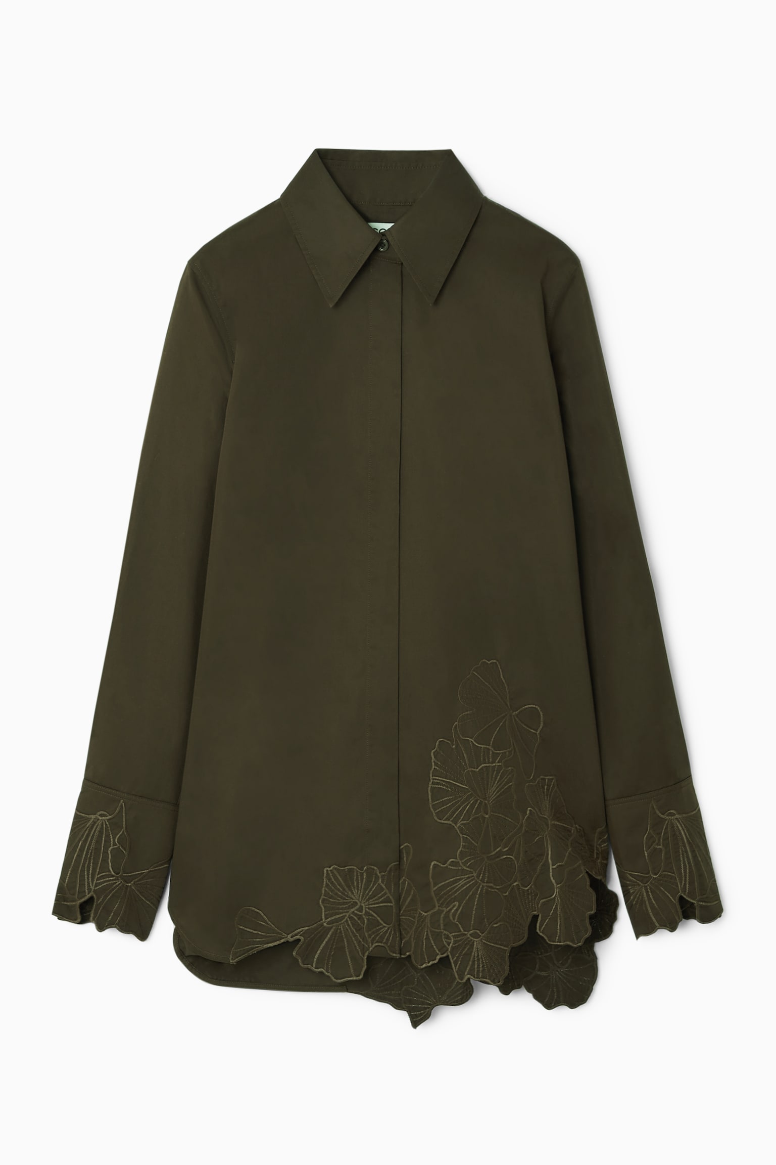 OVERSIZED EMBROIDERED SHIRT - DARK GREEN
