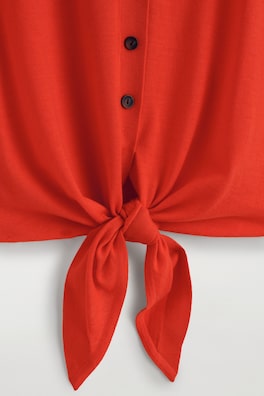 TIE-FRONT KNITTED WOOL SHIRT — ORANGE 8