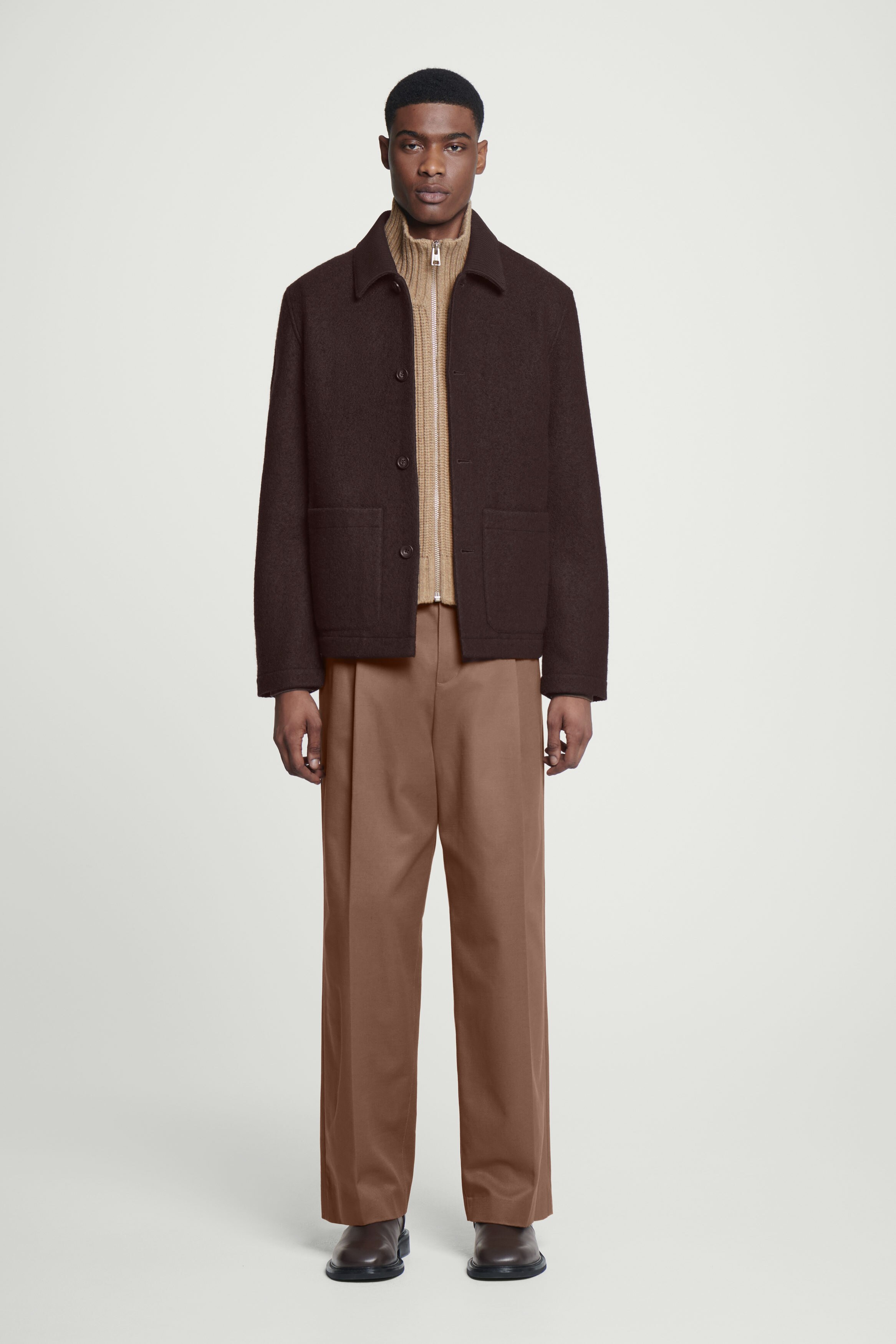 OPEN-SIDE ZIP-UP WOOL VEST - BEIGE | COS