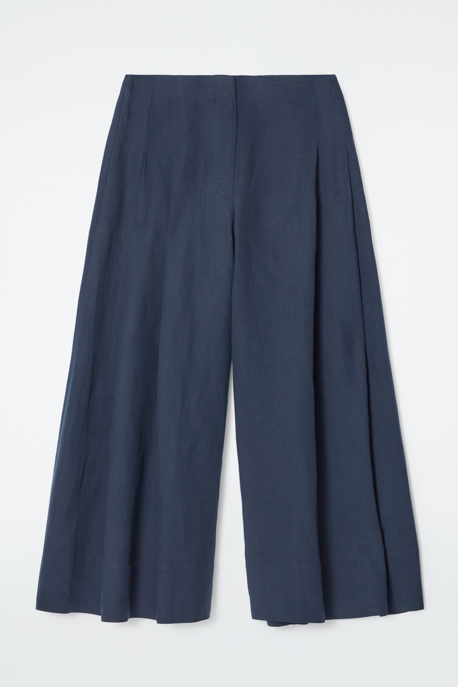 PLEATED LINEN-BLEND CULOTTES - NAVY