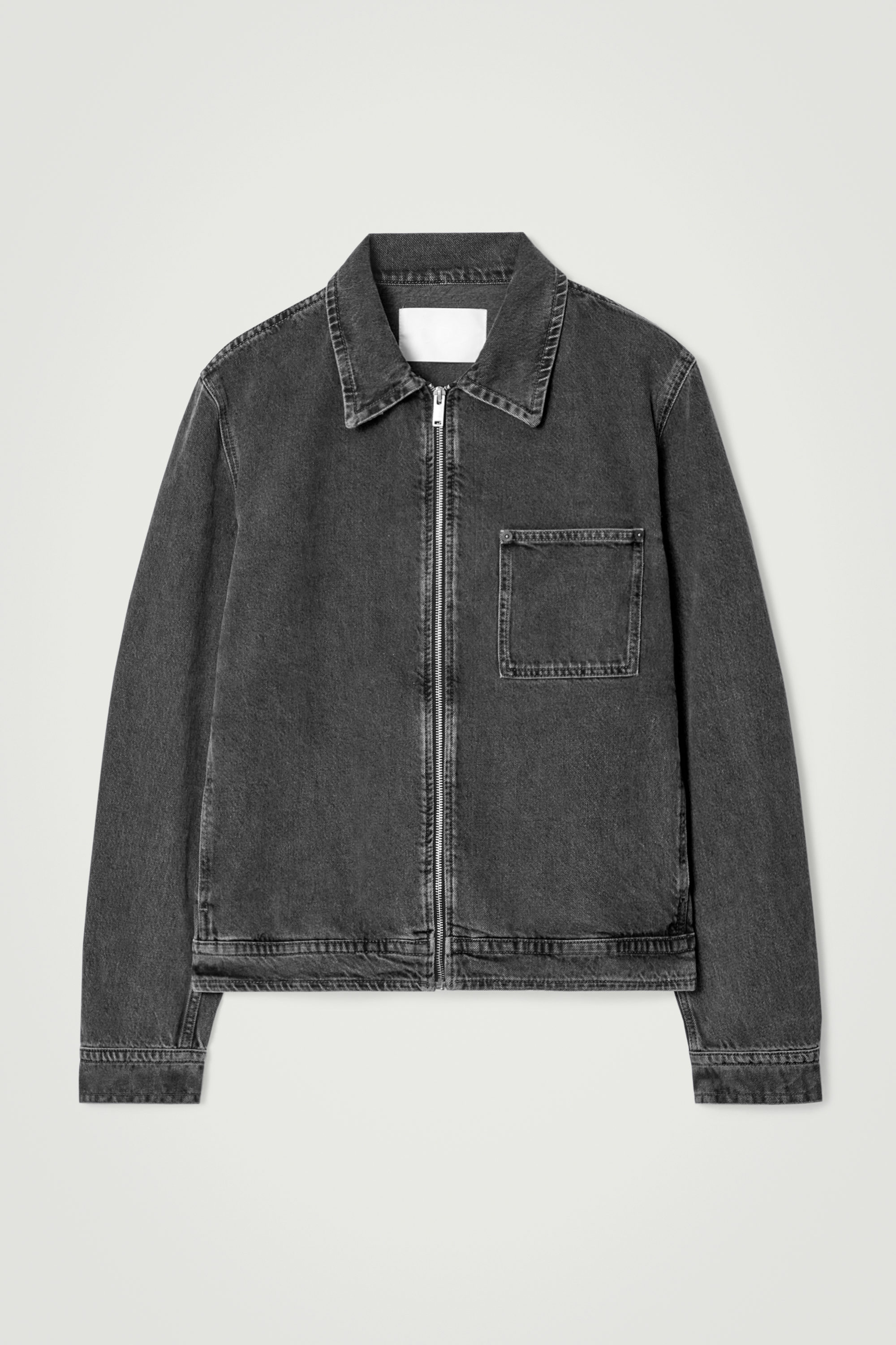 BOXY DENIM ZIP-UP JACKET - WASHED BLACK | COS