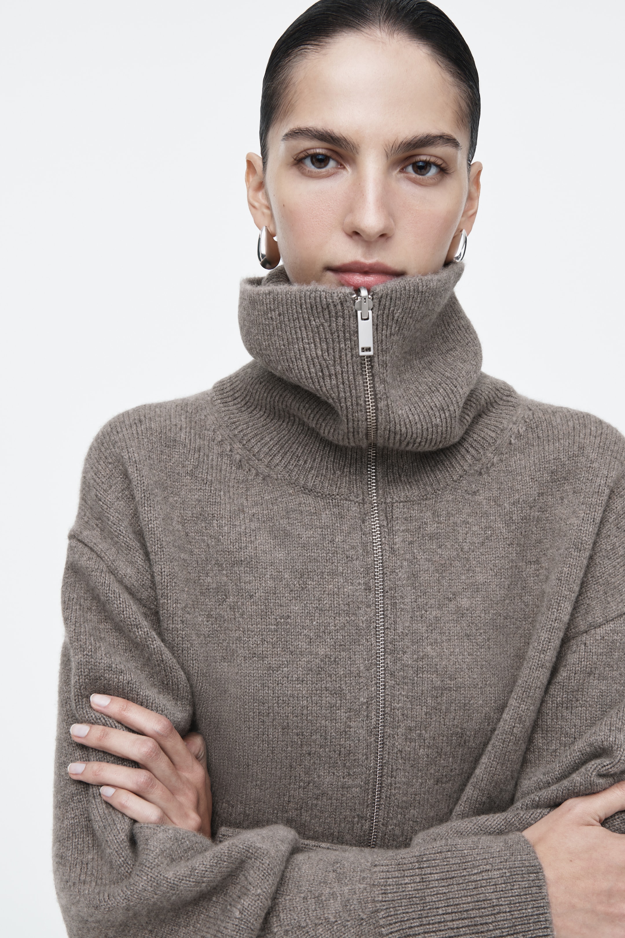 View larger image: WAISTED KNITTED WOOL BOMBER JACKET - MOLE - Ladies | H&M GB 6