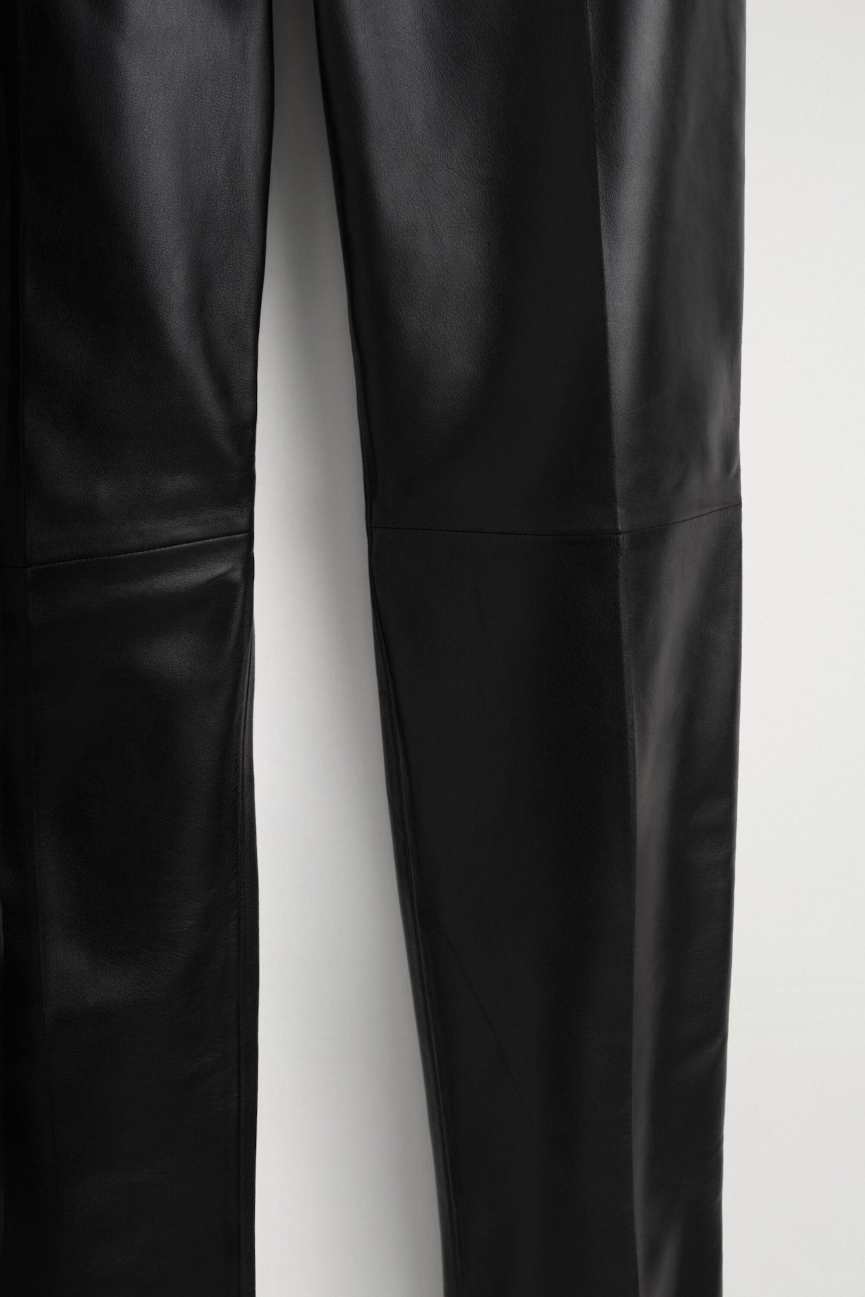 LEATHER STRAIGHT-LEG PANTS — BLACK