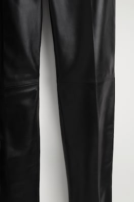 LEATHER STRAIGHT-LEG PANTS — BLACK 7