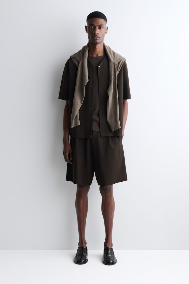 MILANO-JERSEY SHORTS — BROWN
