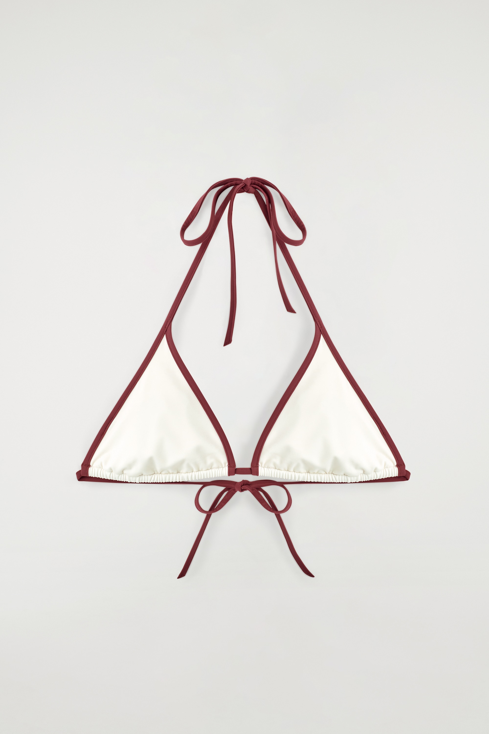 TRIANGEL-BIKINIOBERTEIL MIT KONTRASTDETAILS - WEISS/ROT/TERRAKOTTA/WEISS