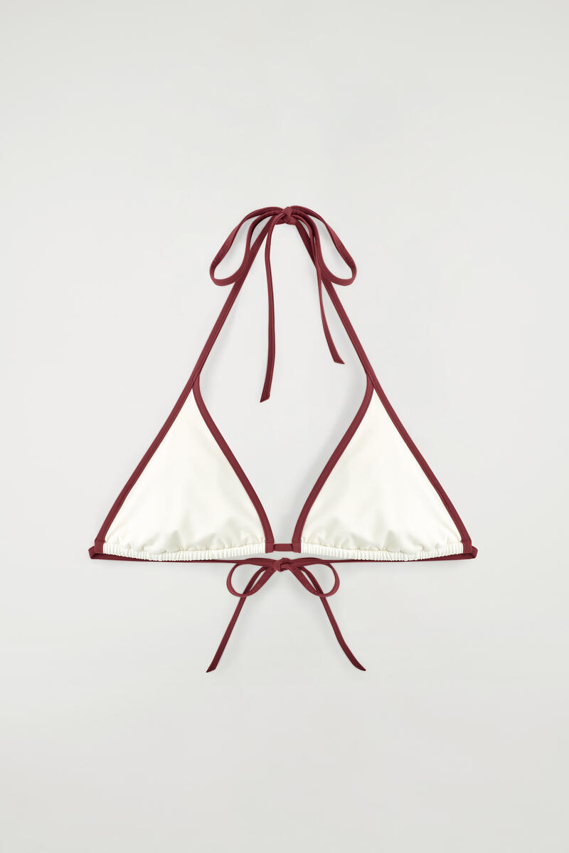 Contrast-Trimmed Triangle Bikini Top