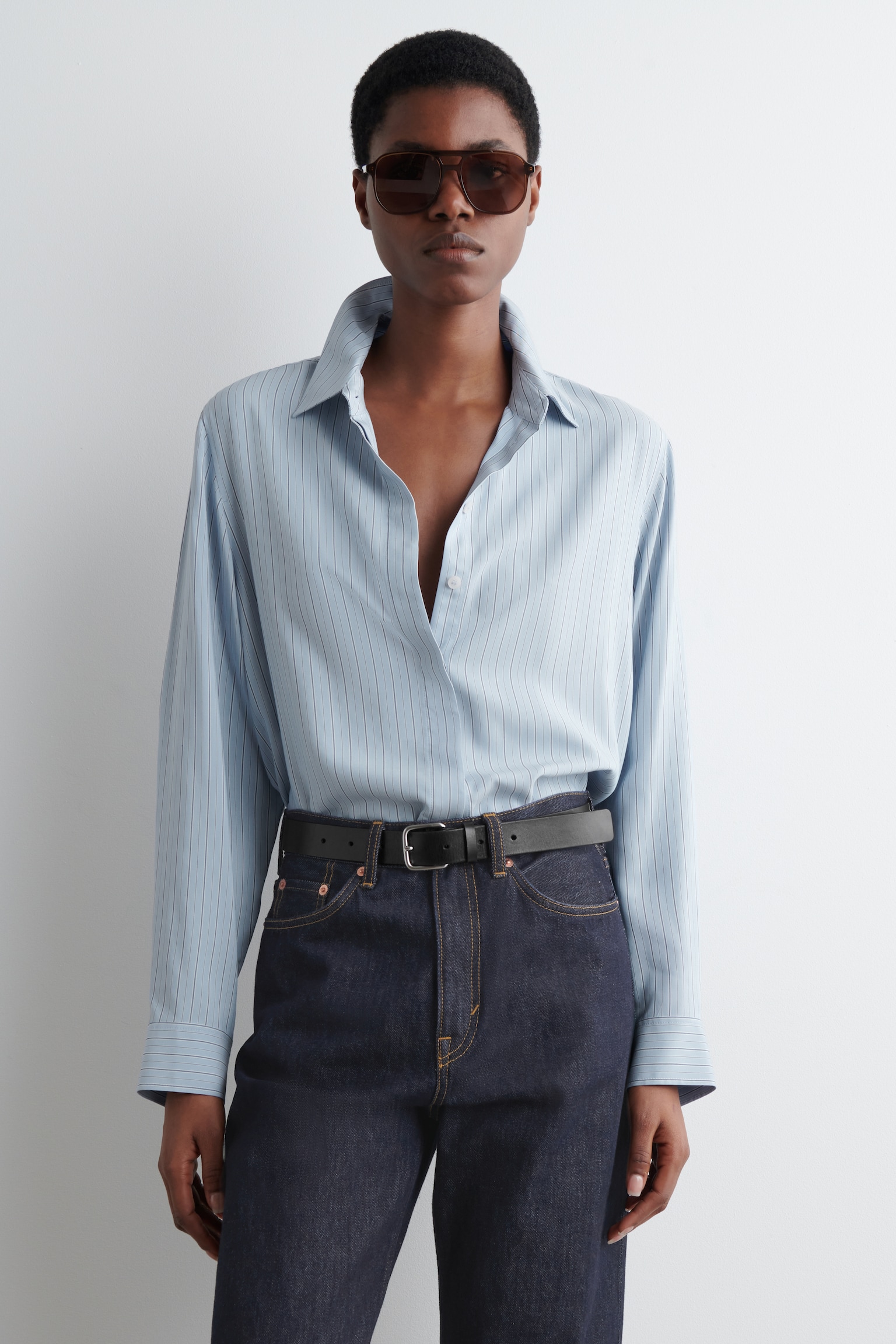 RELAXED STRIPED SHIRT - BLUE / PINSTRIPED/PINK / PINSTRIPED