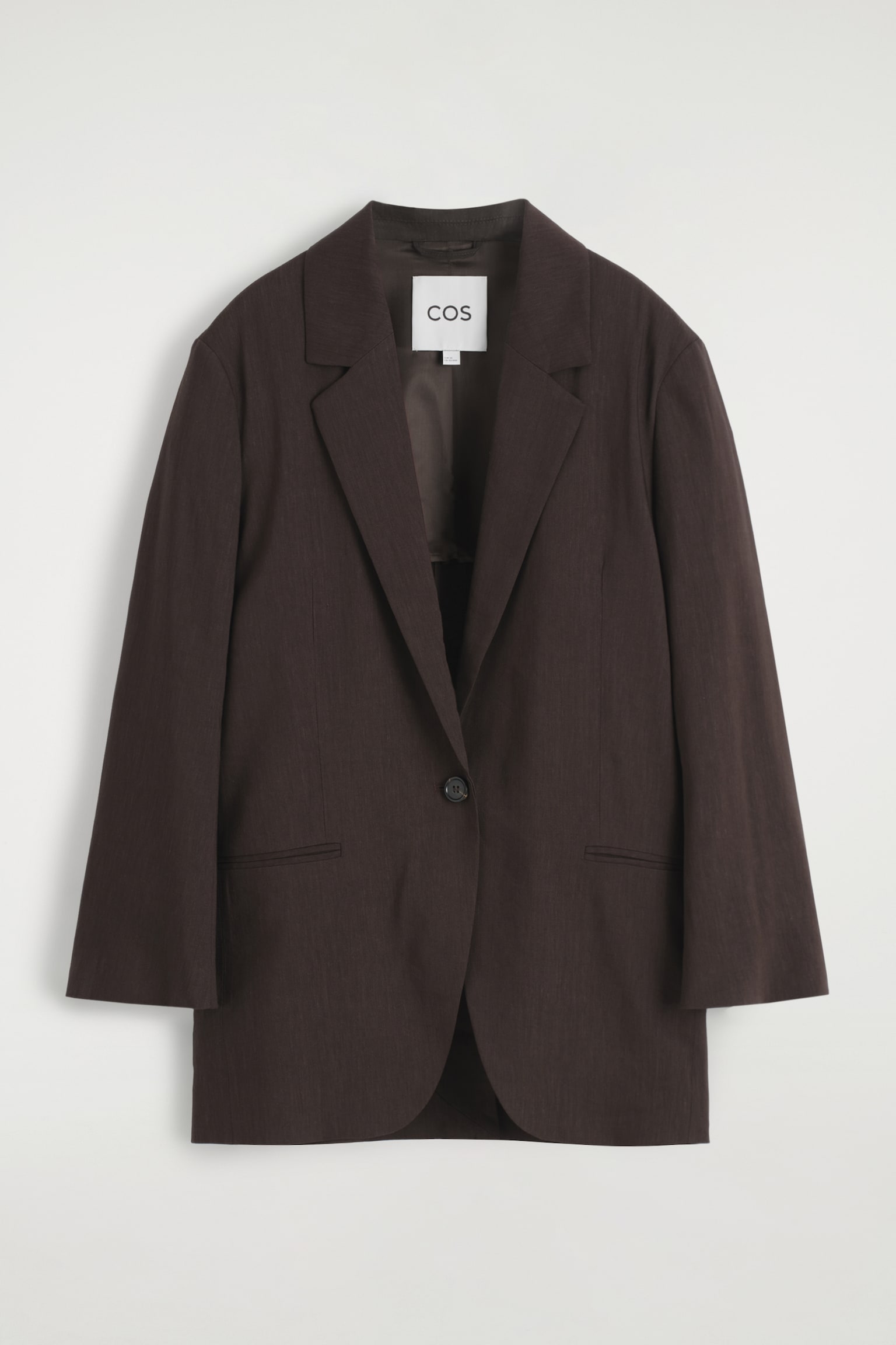 BLAZER DE LINO CON BOTONADURA SENCILLA - MARRÓN OSCURO - 2