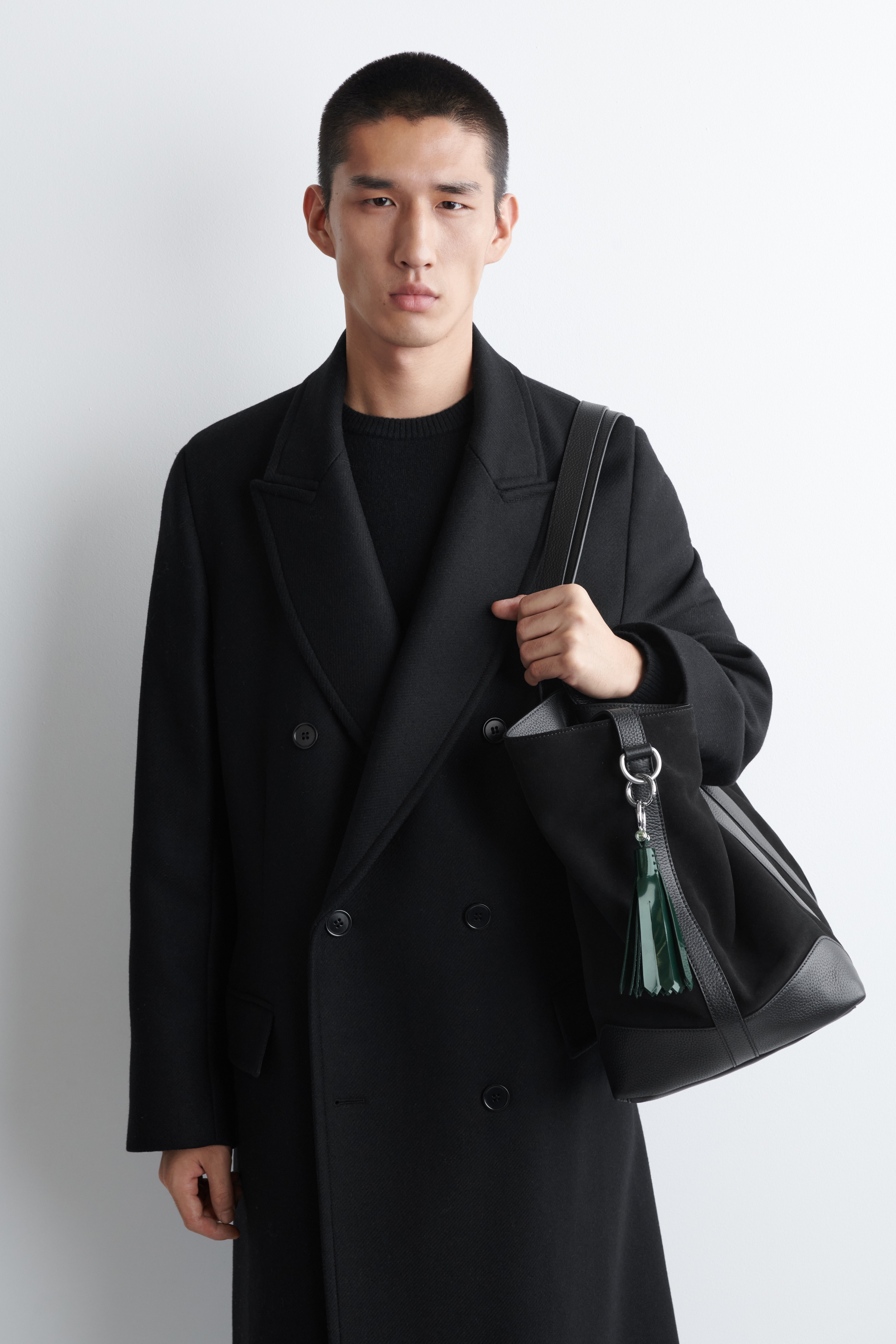 Porta-chaves em pele com franjas - VERDE ESCURO/BORDEAUX