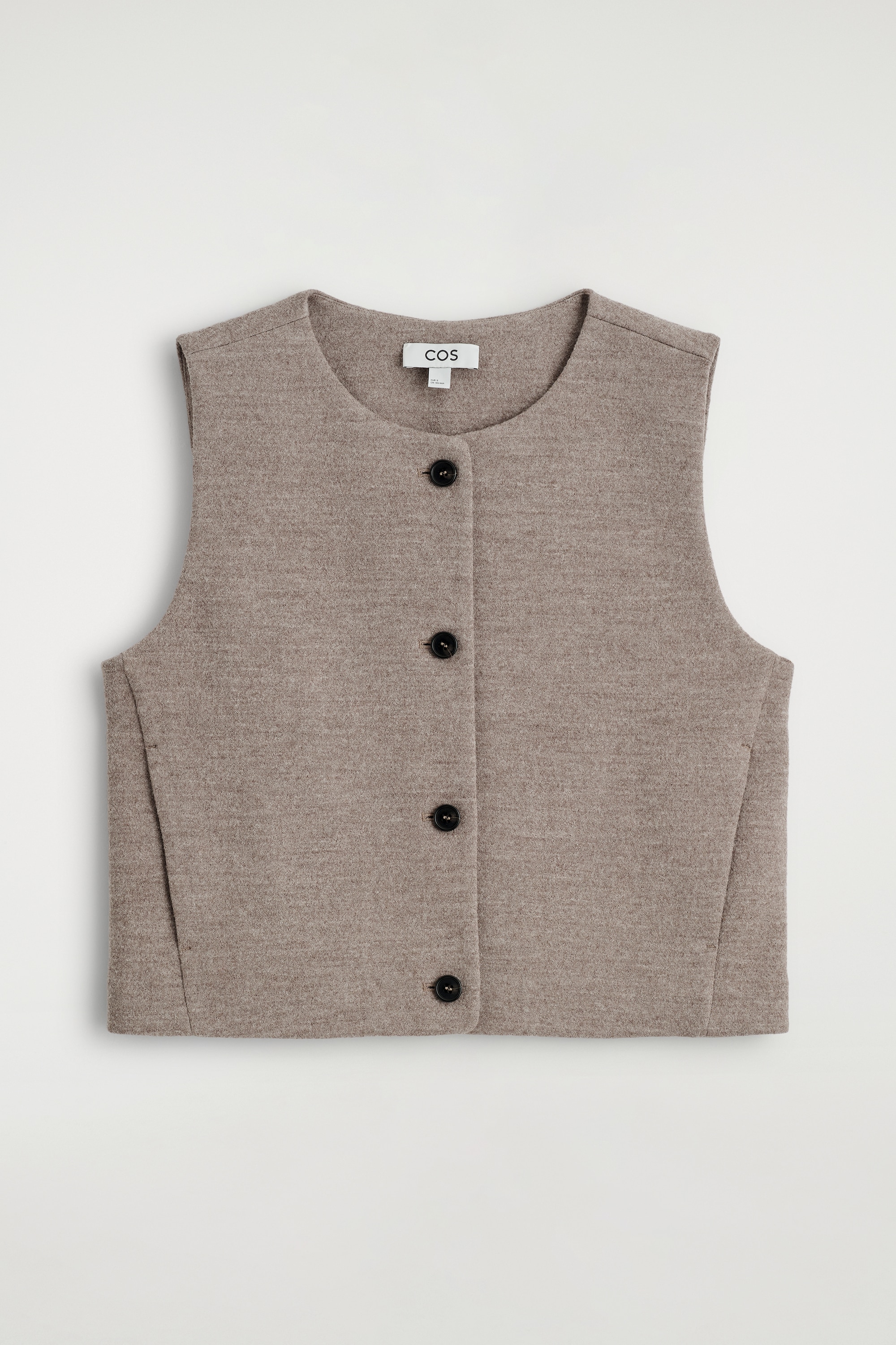 BOILED MERINO WOOL WAISTCOAT - STONE MÉLANGE/NAVY