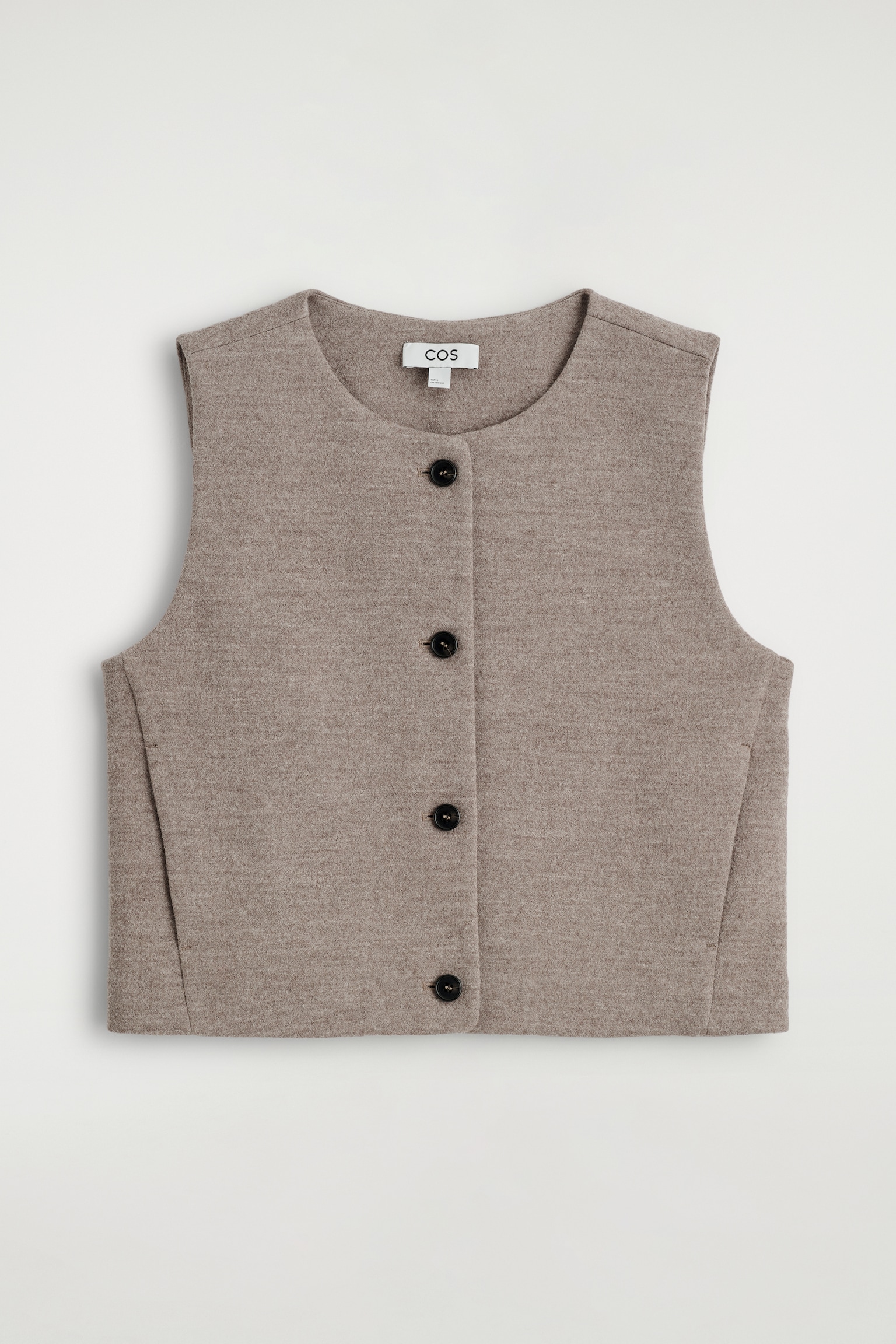 BOILED MERINO WOOL WAISTCOAT - STONE MÉLANGE/NAVY - 2