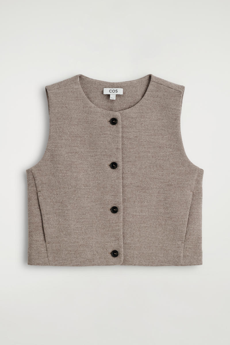 Cos Boiled Merino Wool Vest In Brown