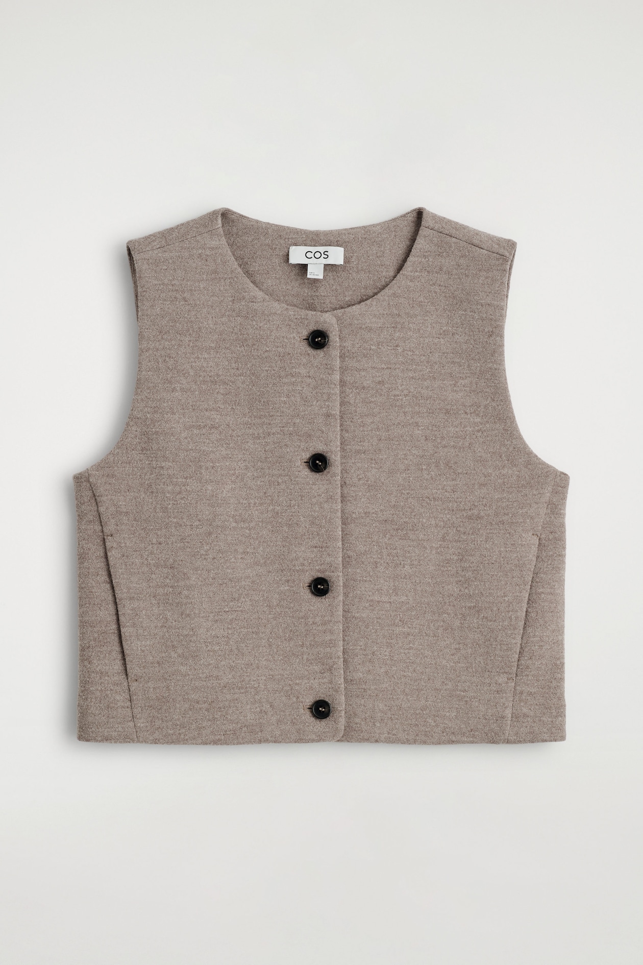 BOILED MERINO WOOL WAISTCOAT — STONE MÉLANGE