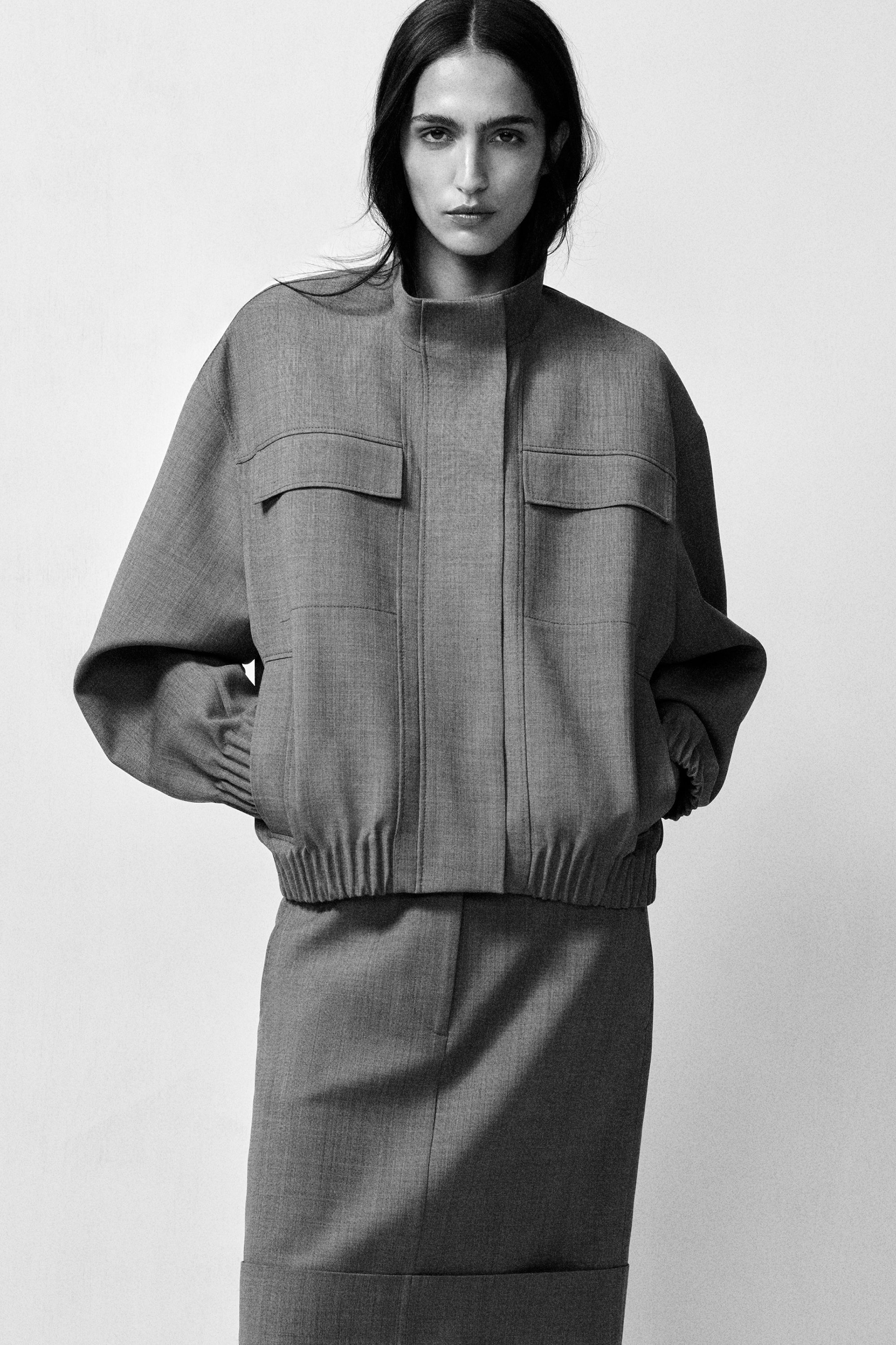 Mock-Neck Wool-Blend Bomber Jacket by COS