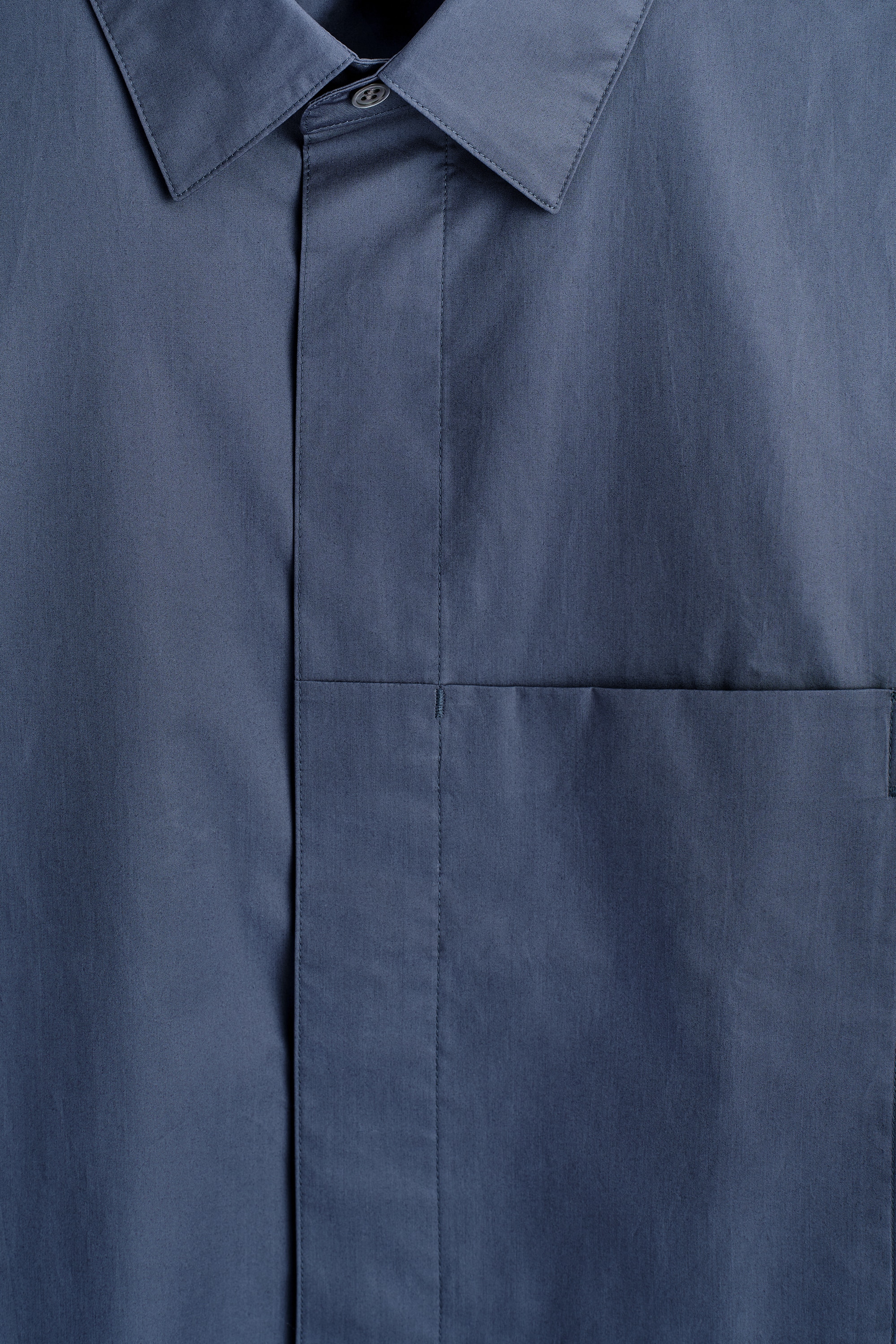 SLIM POCKET-DETAIL COTTON-POPLIN SHIRT