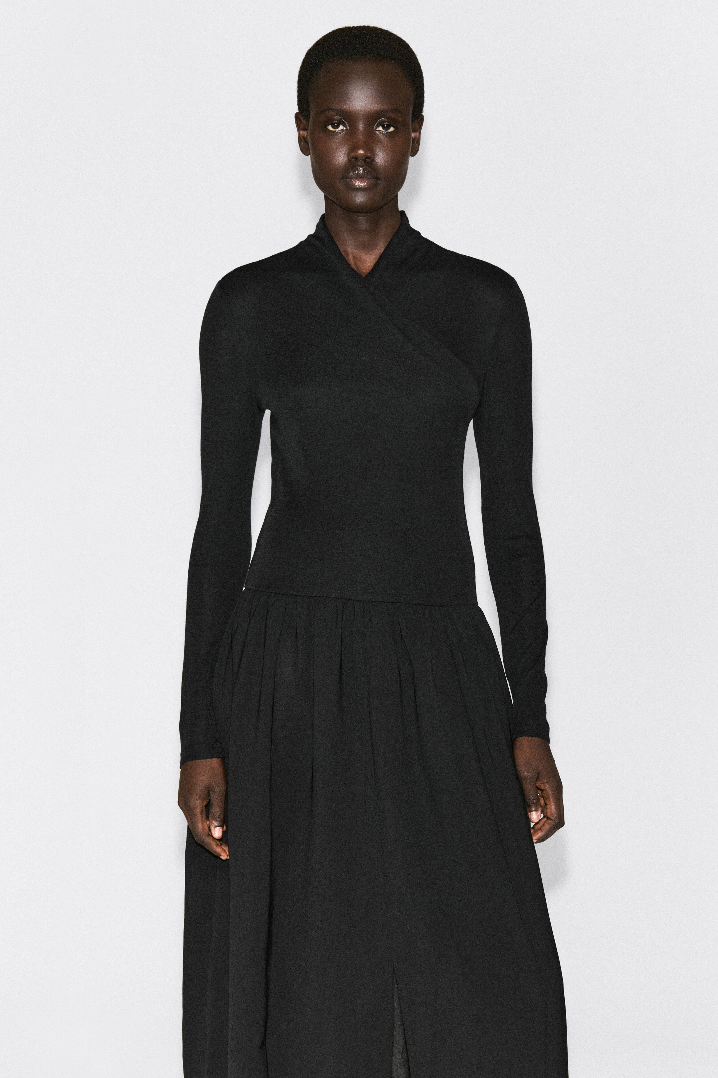 CONTRAST-PANEL WRAP-OVER DRESS thumbnail 5