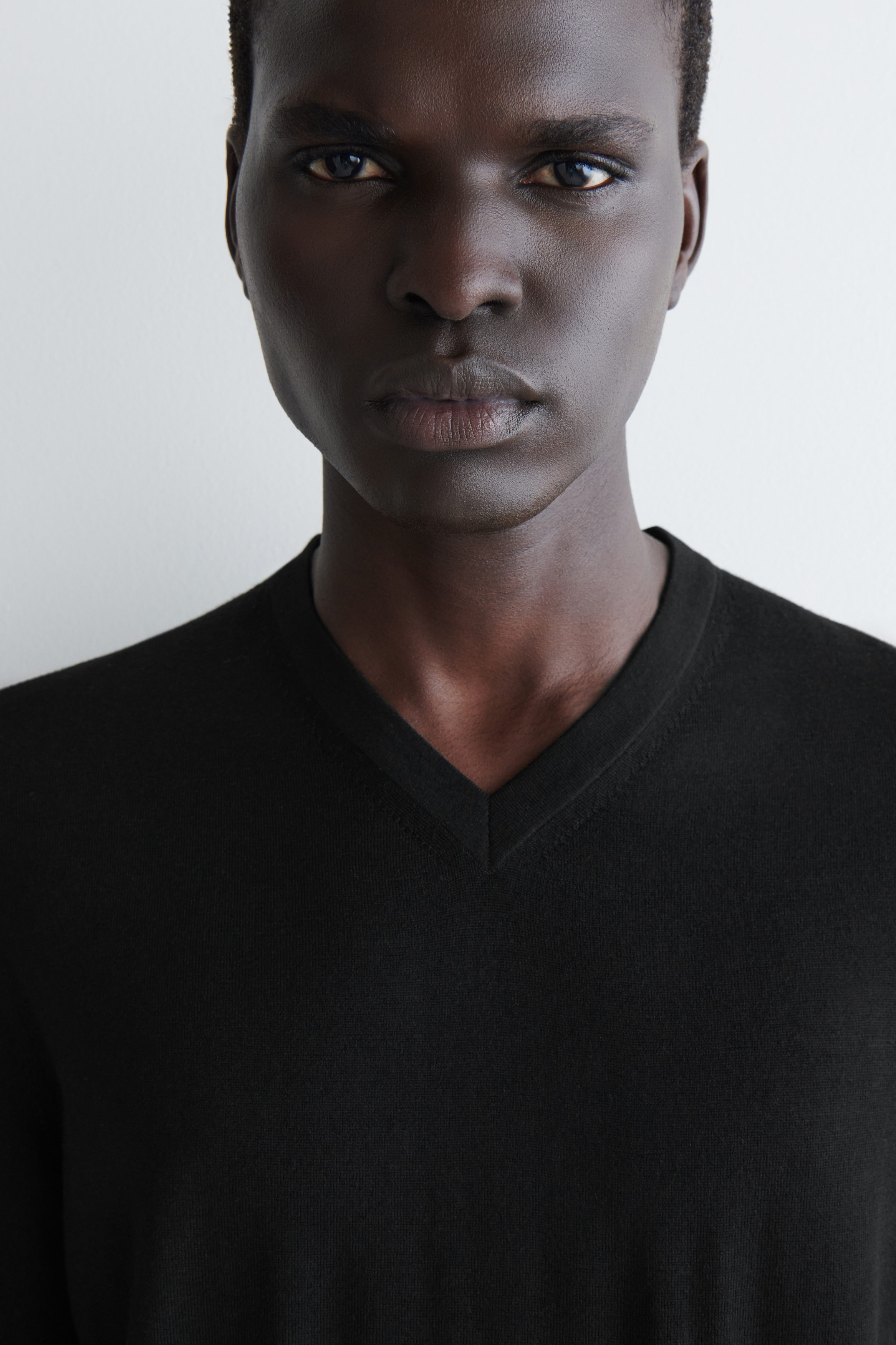 SLIM MERINO WOOL V-NECK SWEATER - BLACK | COS