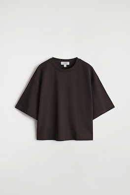 OVERSIZED BOXY COTTON T-SHIRT — DARK BROWN 6