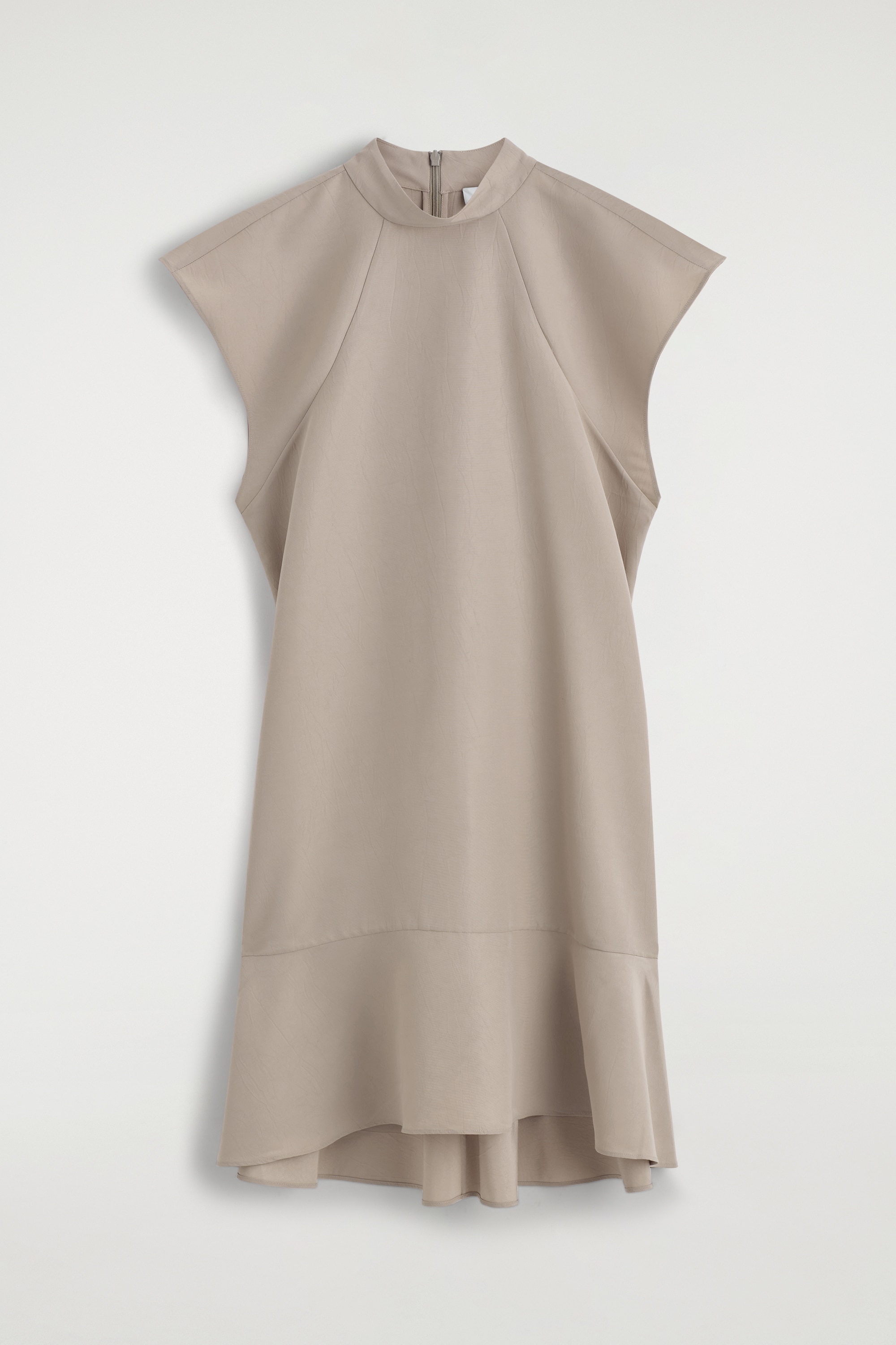 SKULPTURALES KLEID MIT HOHEM KRAGEN - BEIGE/SCHWARZ