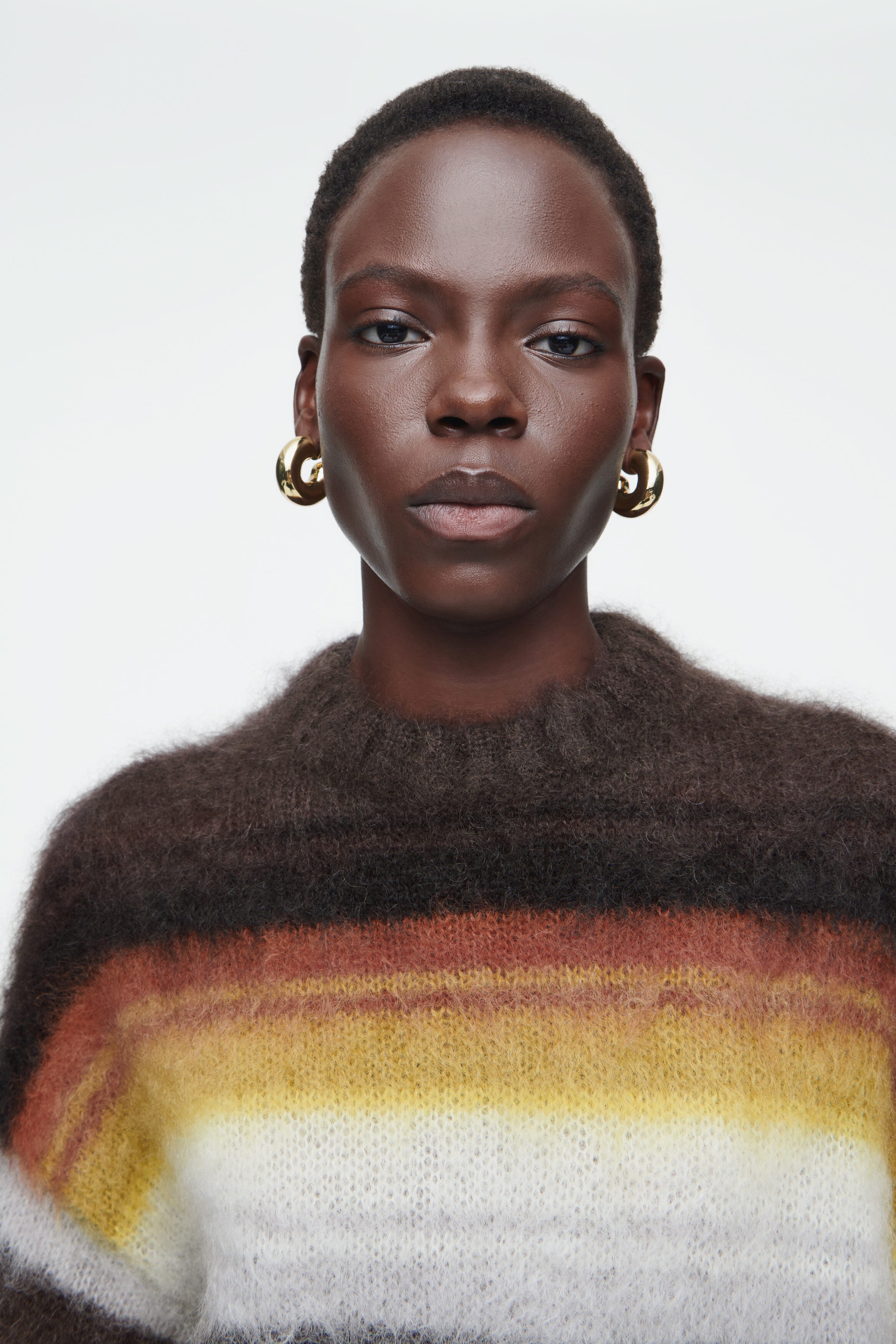 REGULAR-FIT MOHAIR JUMPER - BROWN / STRIPED | COS