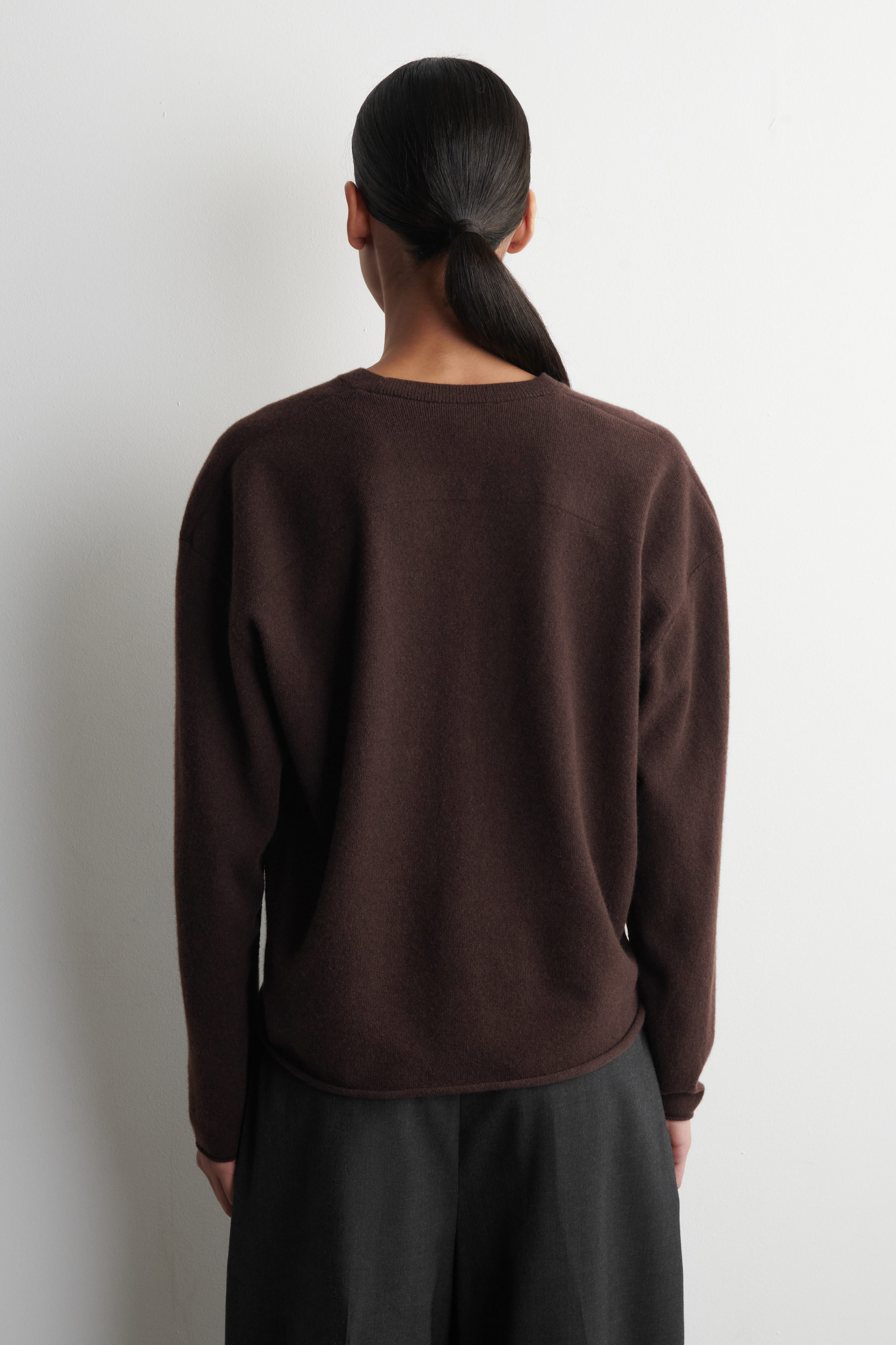 MERINO WOOL V-NECK CARDIGAN - DARK BROWN | COS US
