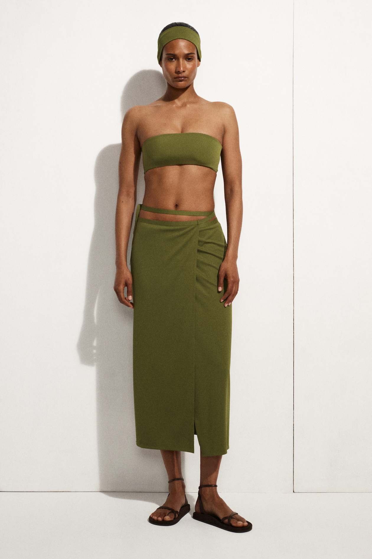 SARONG WRAP SKIRT — KHAKI