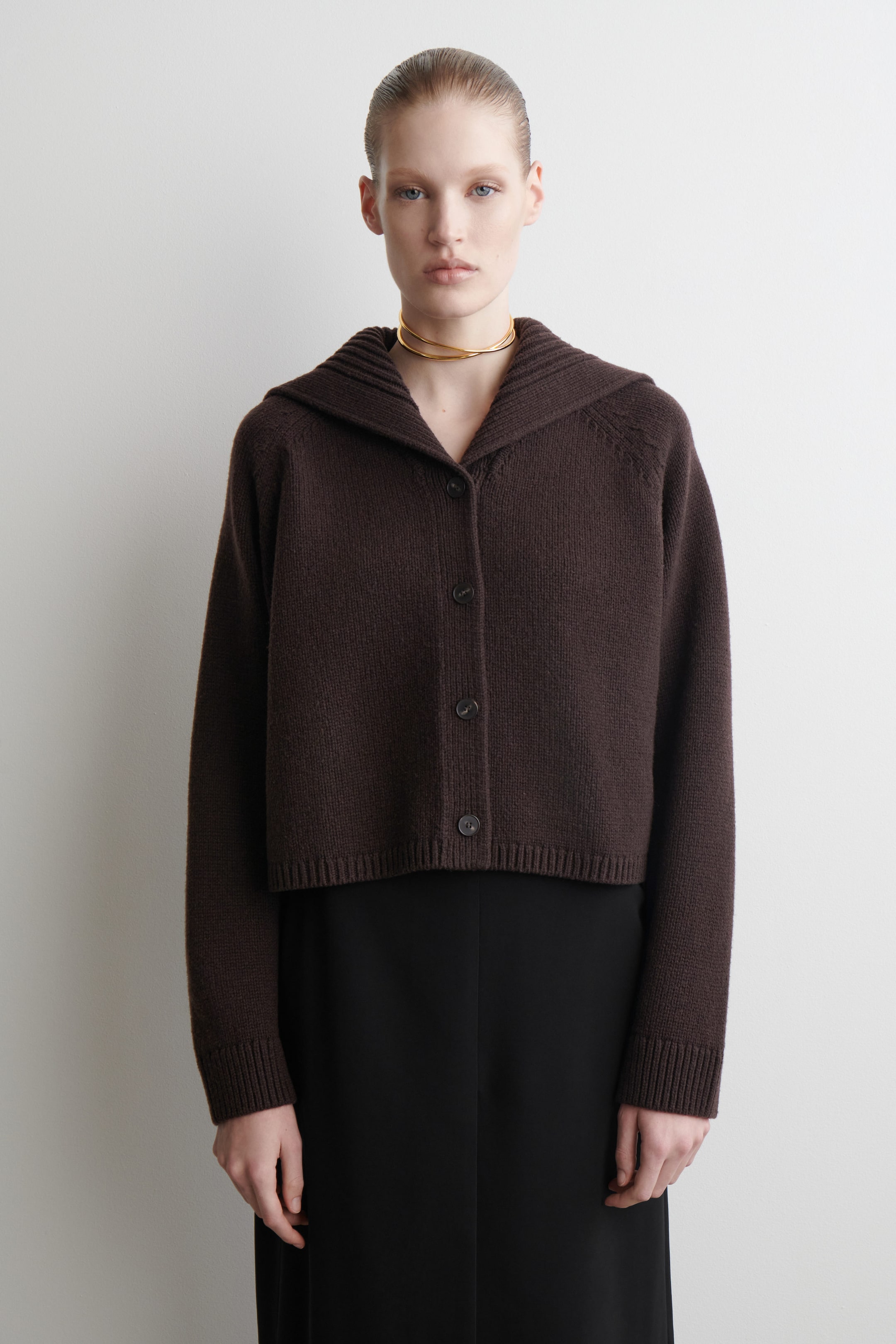 SAILOR-COLLAR WOOL CARDIGAN