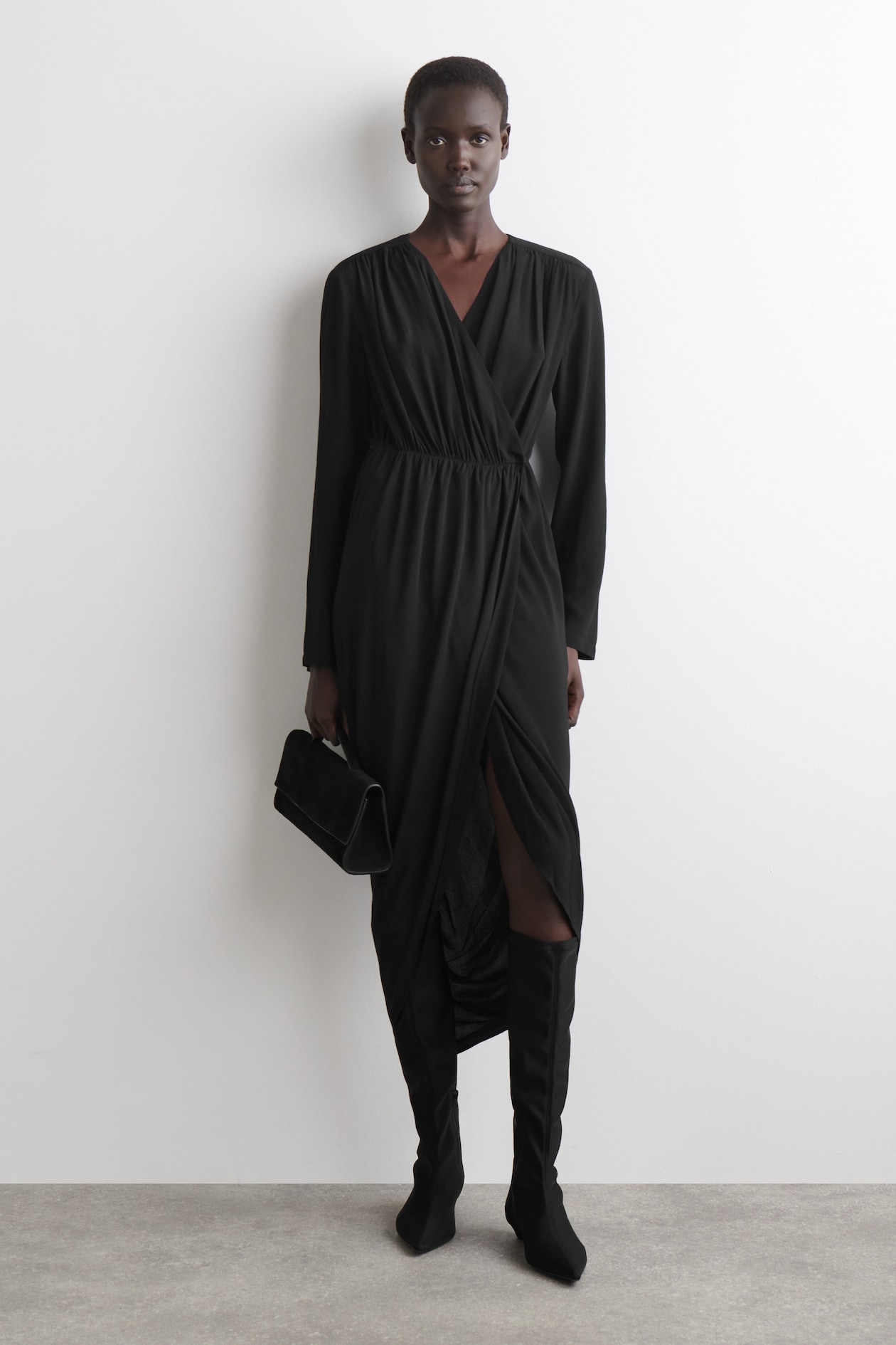 cos blue wrap dress Severine Side Tie V-Neck Wrap Dress
