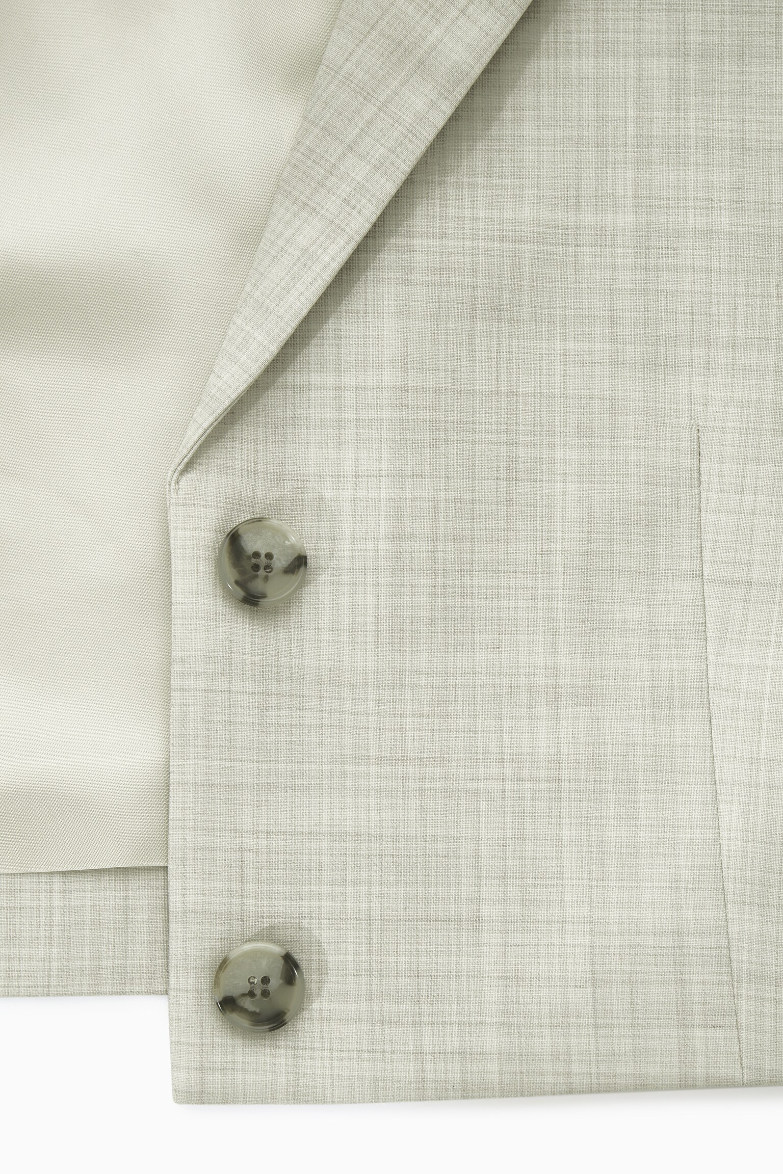 REGULAR CROPPED WOOL BLAZER - STONE MÉLANGE - 2