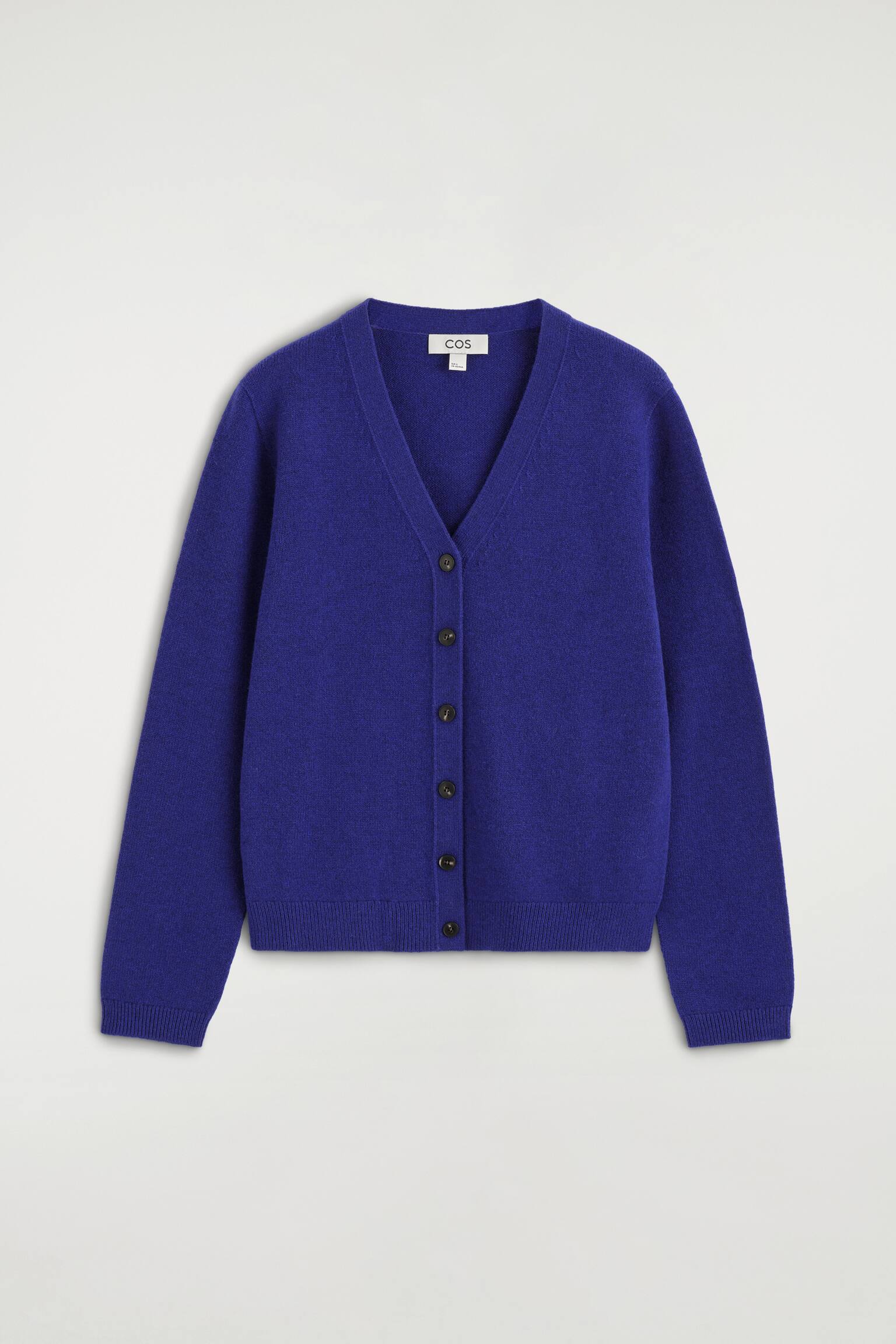 CARDIGAN I MERINOULD MED V-HALS - KOBOLTBLÅ - 1
