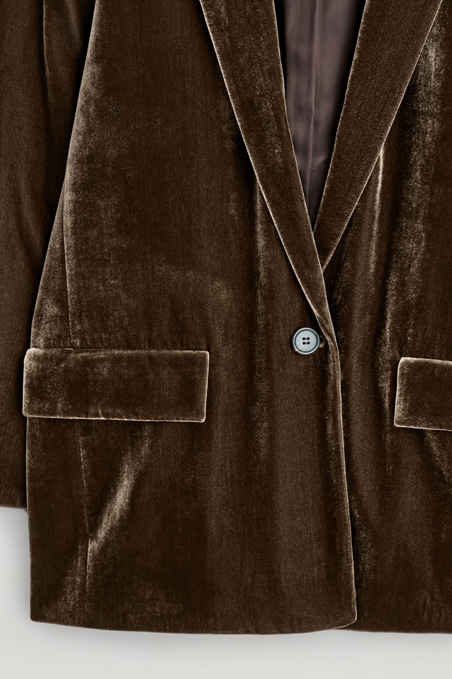 BLAZER BOUTONNAGE SIMPLE EN VELOURS - BRUN - 4