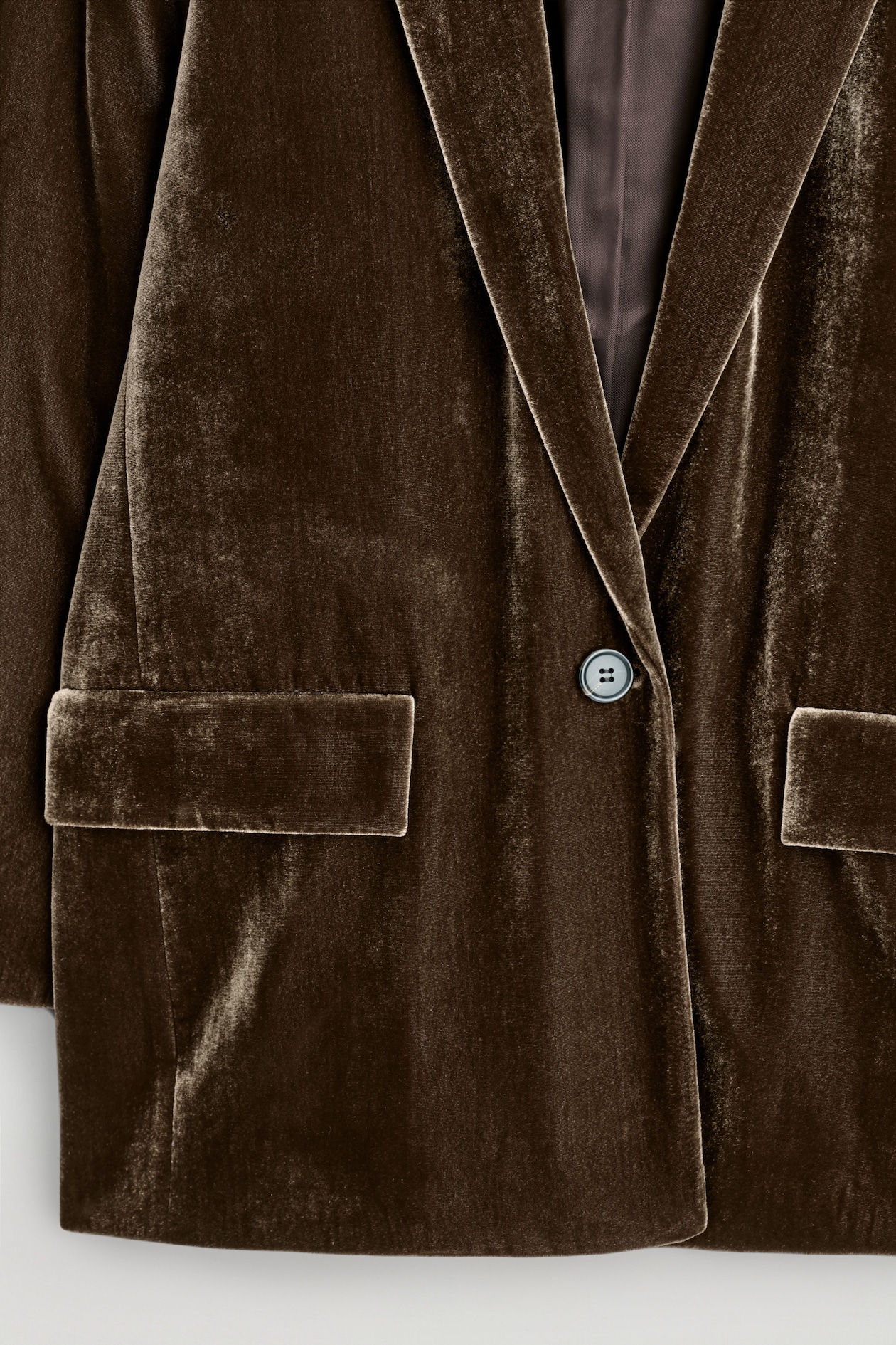 SINGLE-BREASTED VELVET BLAZER — BROWN