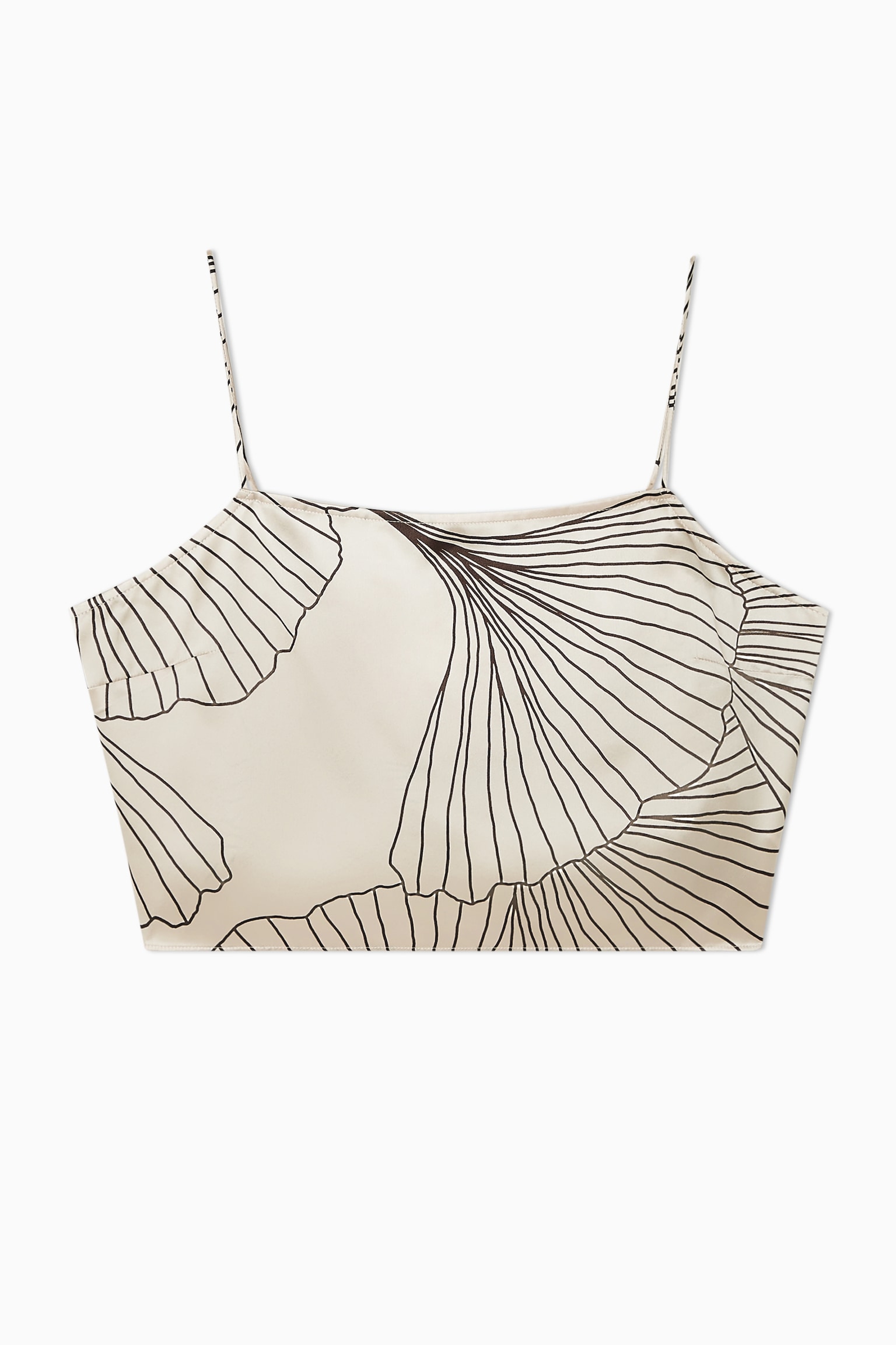 FLORAL-PRINT SILK CROPPED CAMI TOP - CREAM / FLORAL