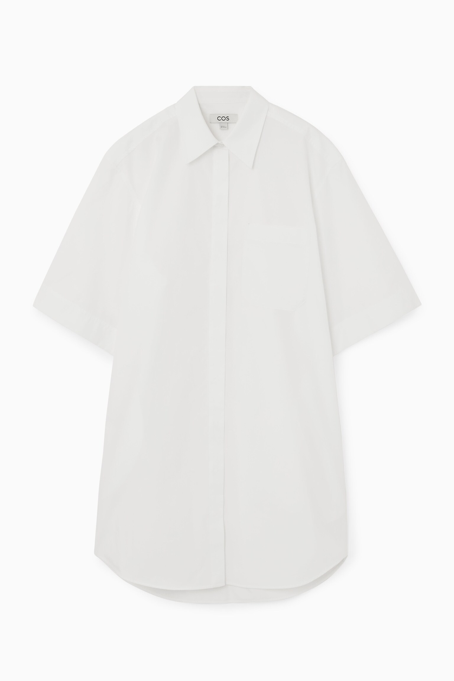 ROBE-CHEMISE COURTE OVERSIZE EN POPELINE - BLANC