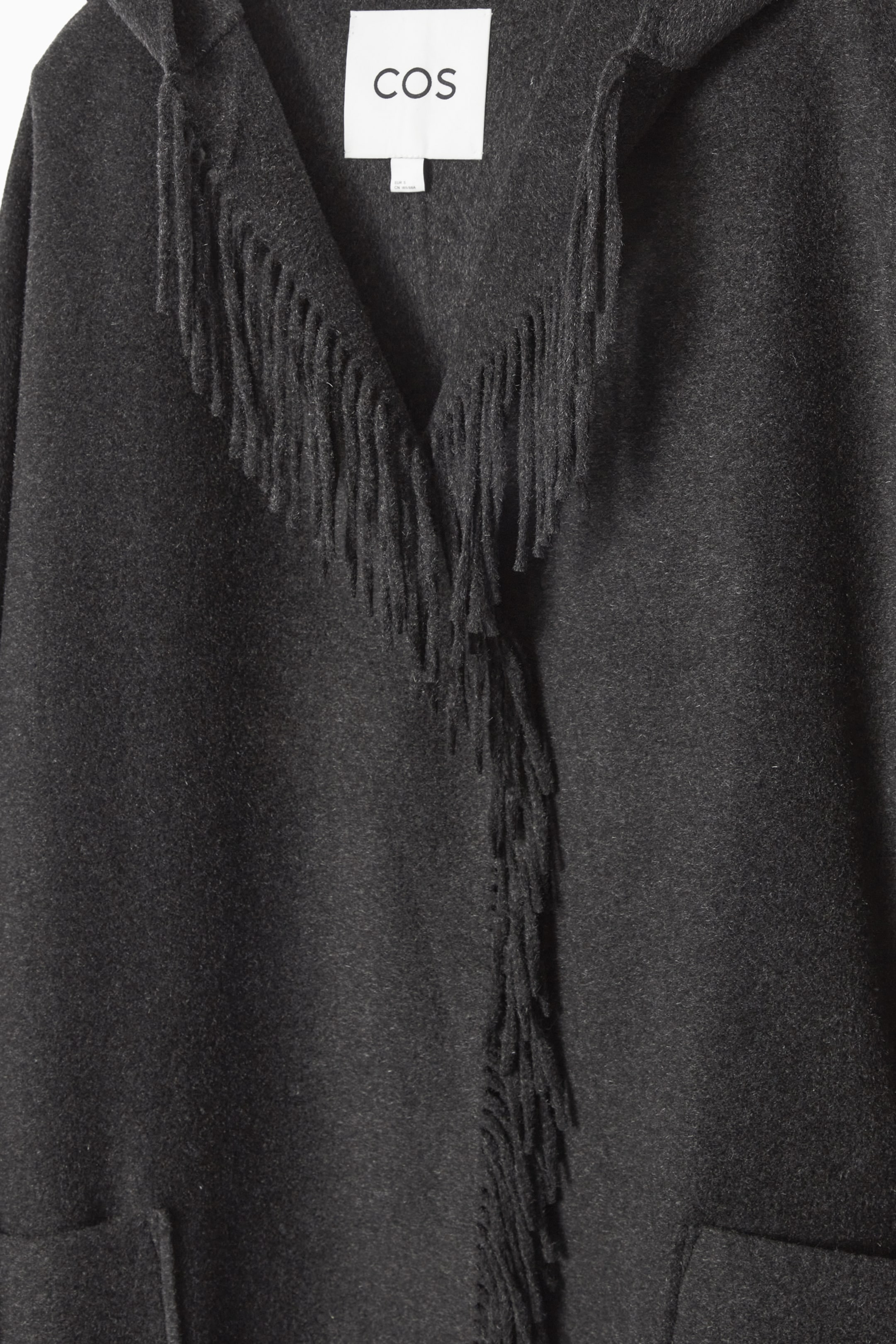 Grösseres Bild ansehen: MANTEL AUS DOUBLEFACE-WOLLE MIT FRANSEN - Dunkelgrau - DAMEN | H&M CH 2