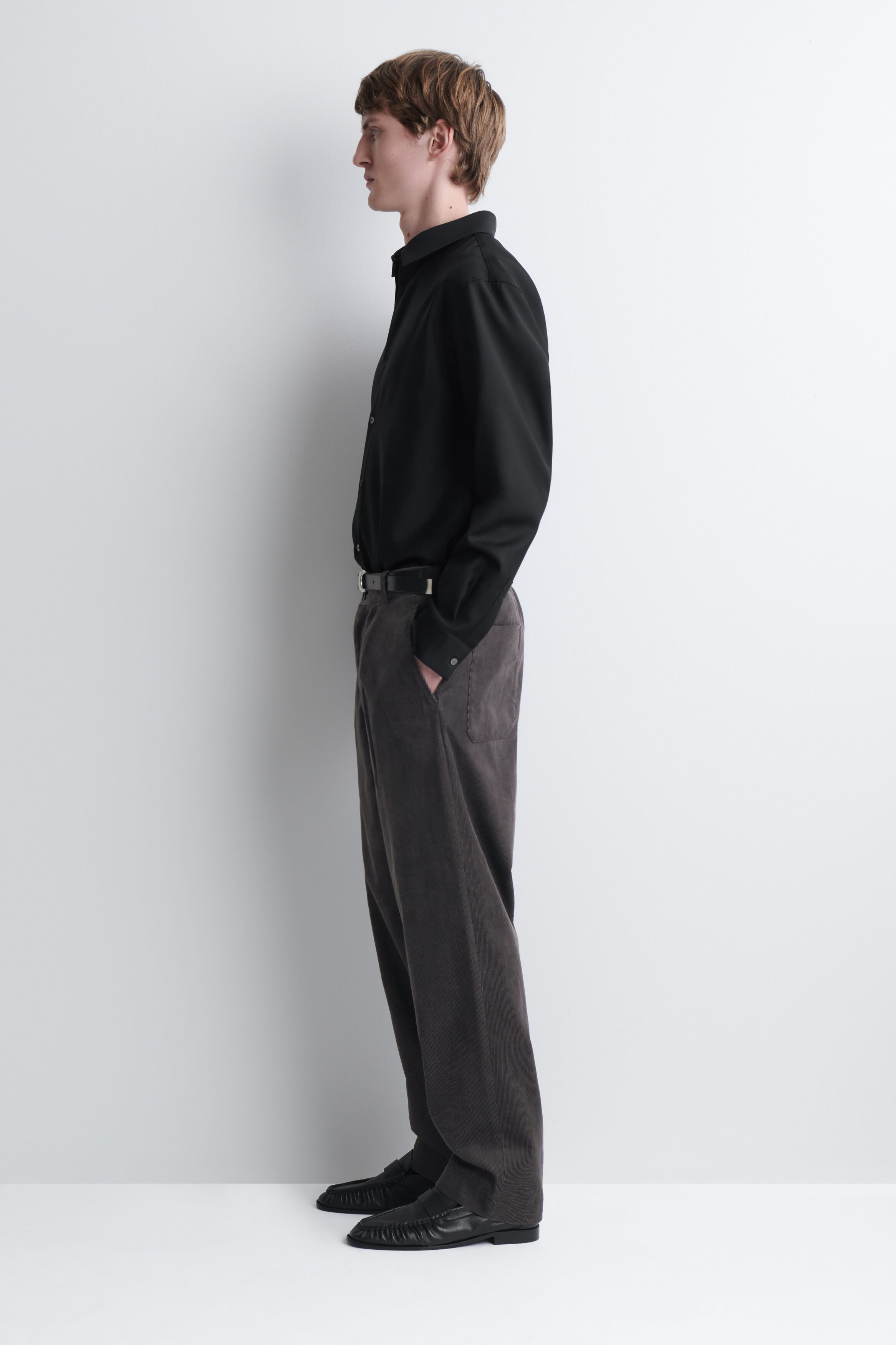 CORDUROY RELAXED-FIT TAPERED PANTS - DARK GRAY | COS US