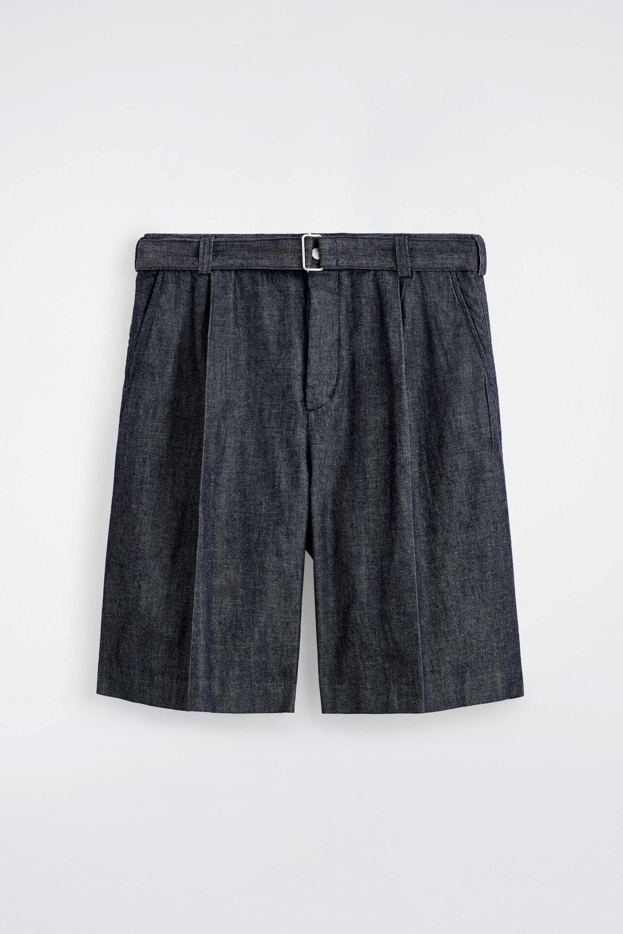 BELTED WIDE-LEG DENIM SHORTS