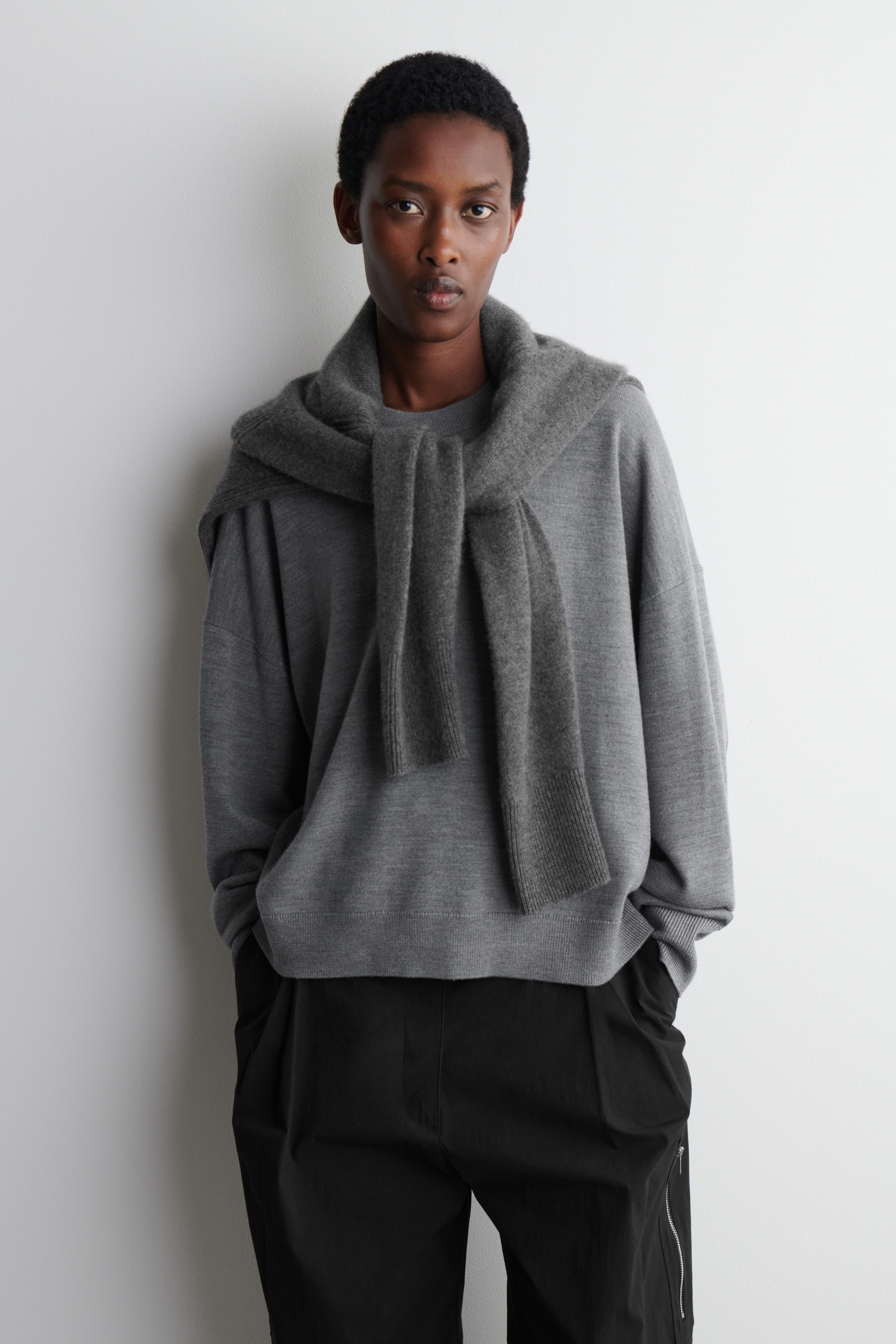 売れ筋商品|||イチ ニット&セーター レディース アウター IHNOVO - Jumper - dark grey melange MERINO WOOL CREW-NECK JUMPER - GREY MÉLANGE | COS