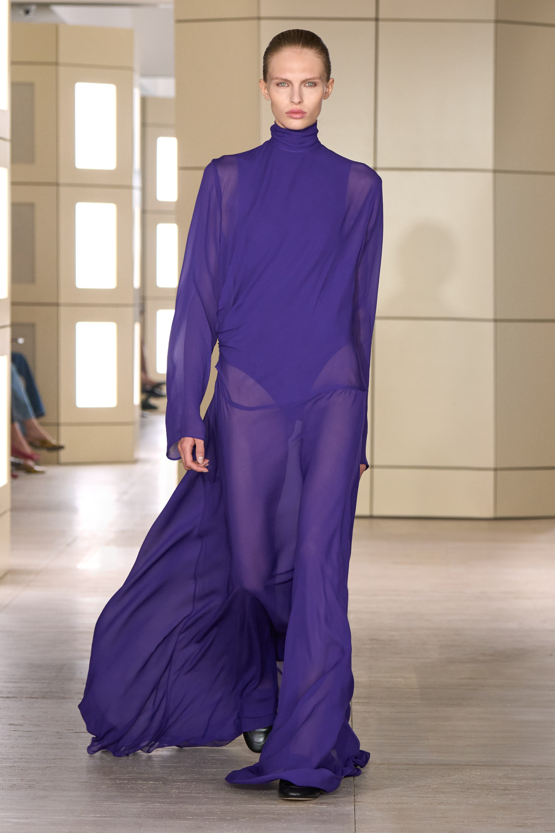 DRAPED TURTLENECK MAXI DRESS