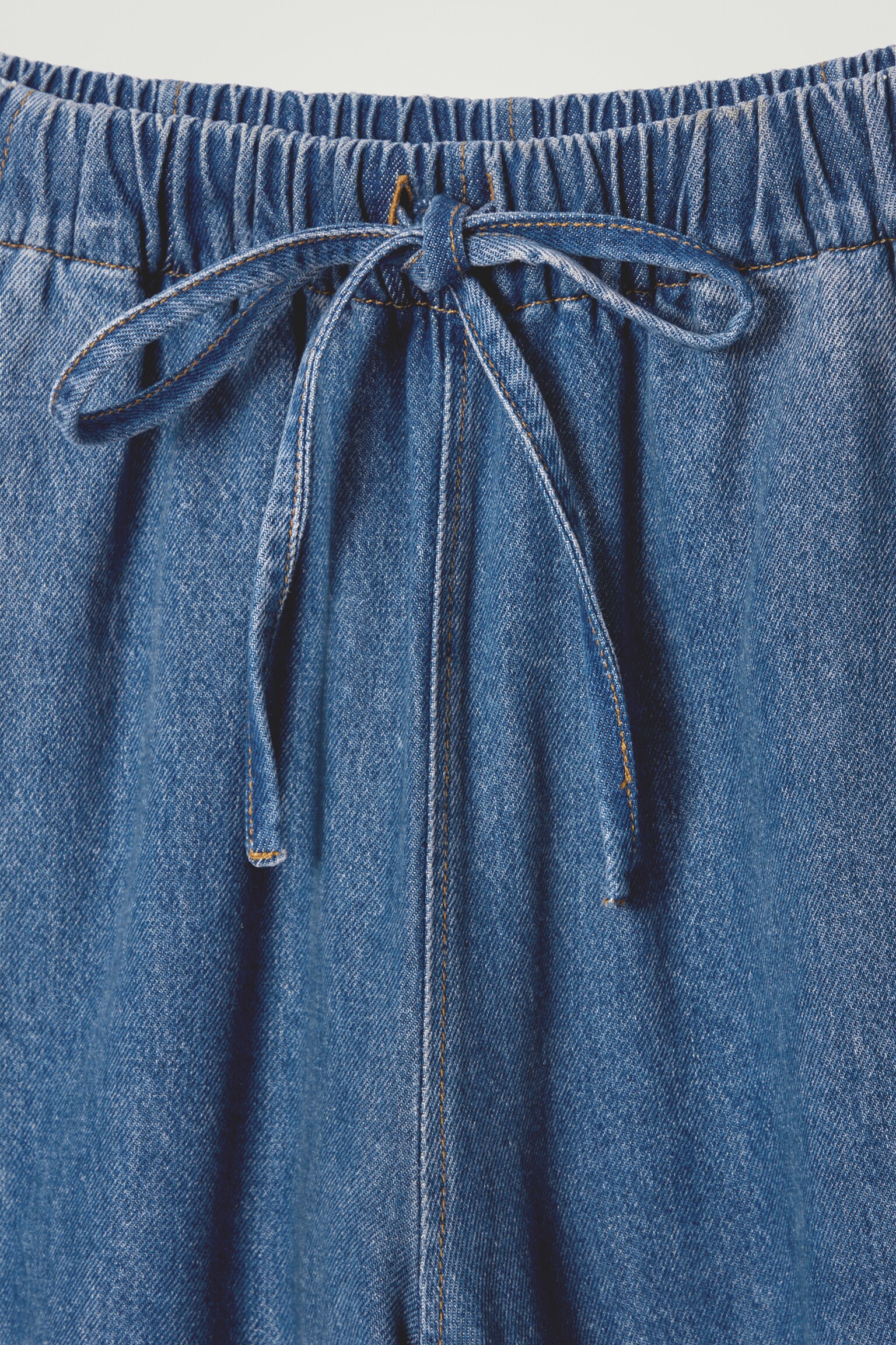 BARREL-LEG DENIM DRAWSTRING TROUSERS - BLUE/DARK BLUE - 3