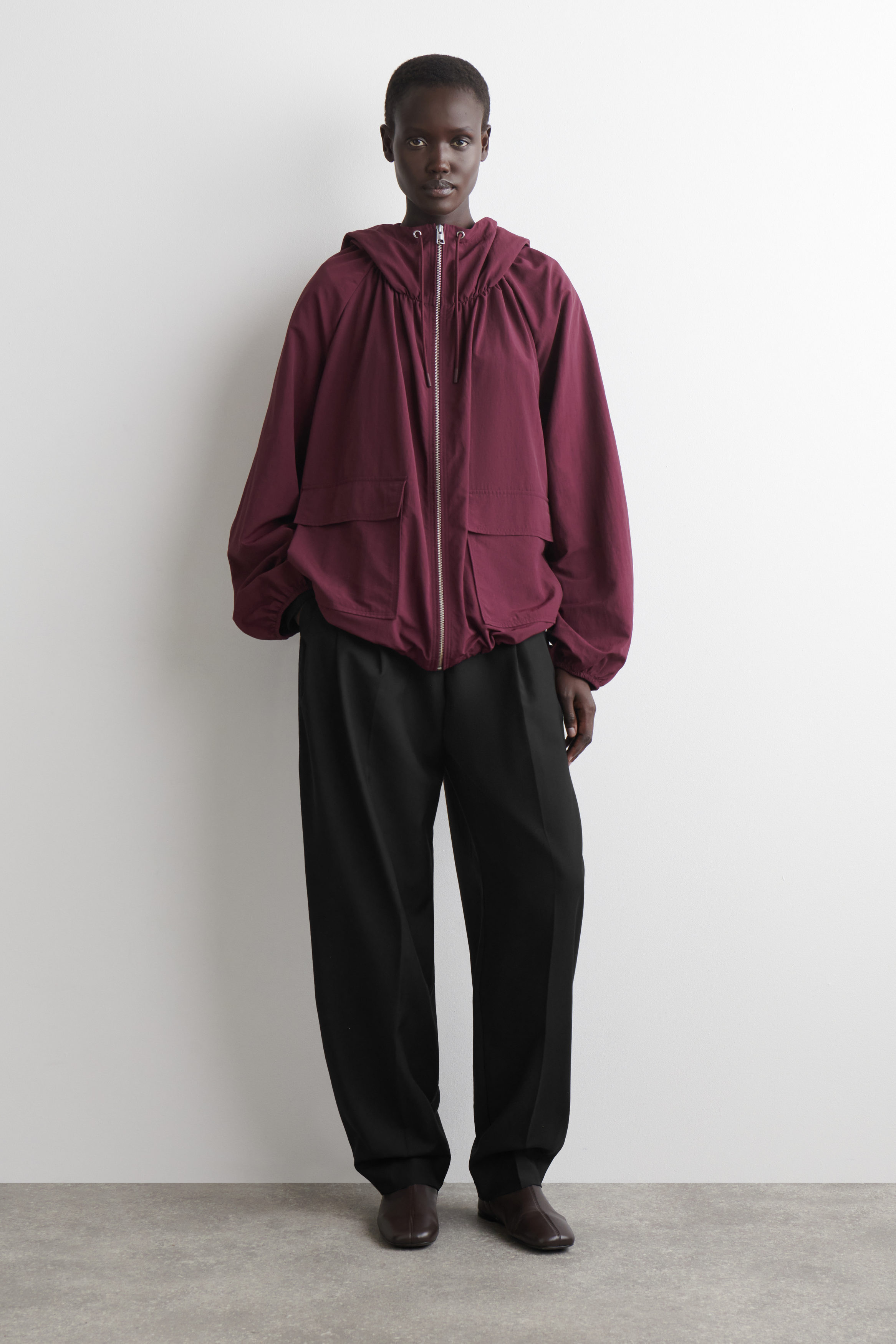 TECHNICAL HOODED PARKA JACKET - DARK RED | COS US